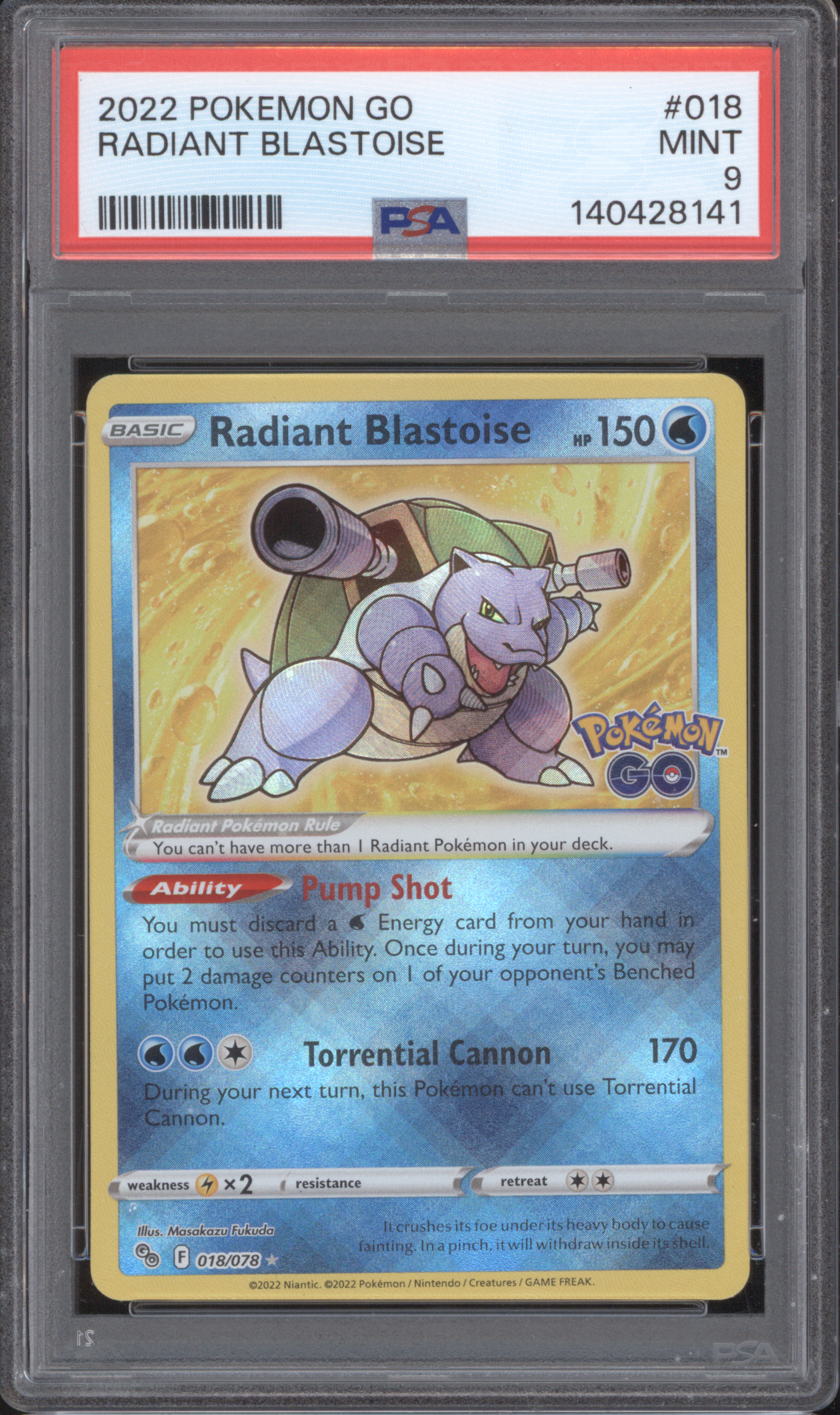 2022 Pokemon GO #018 Radiant Blastoise — front
