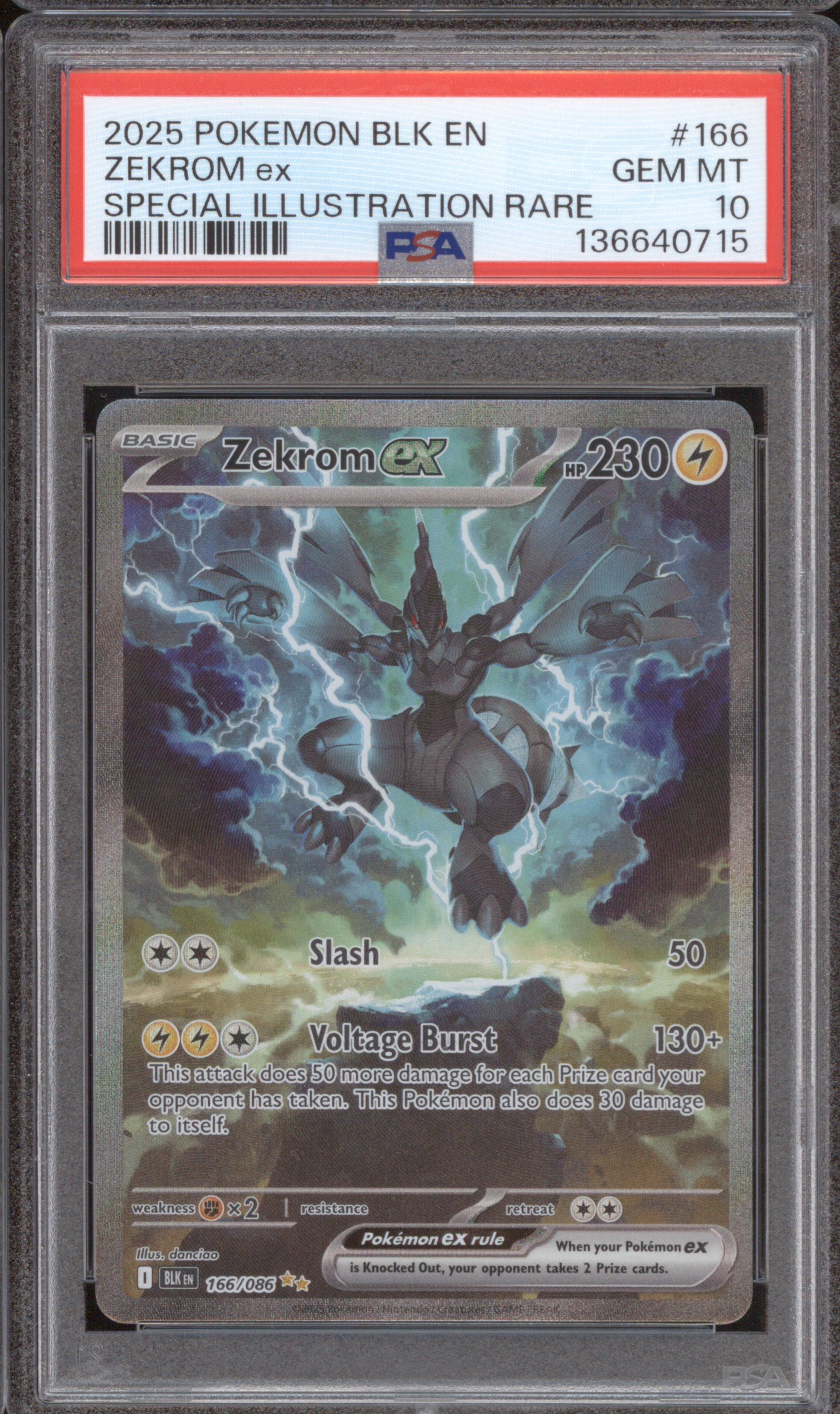 2025 Pokemon Black Bolt #166 Zekrom ex Special Illustration Rare — front