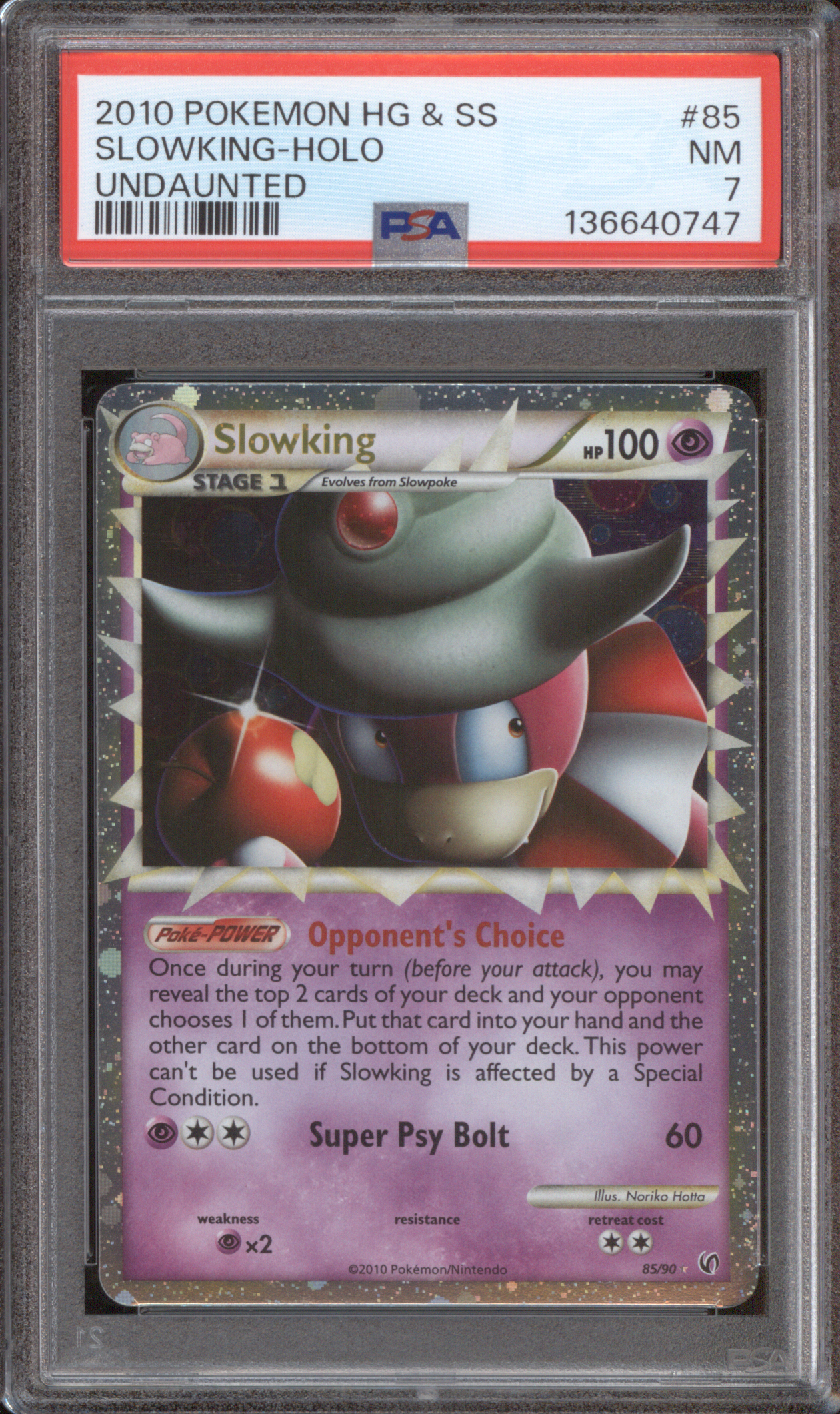 2010 Pokemon HeartGold & SoulSilver Undaunted #85 Slowking Holo — front