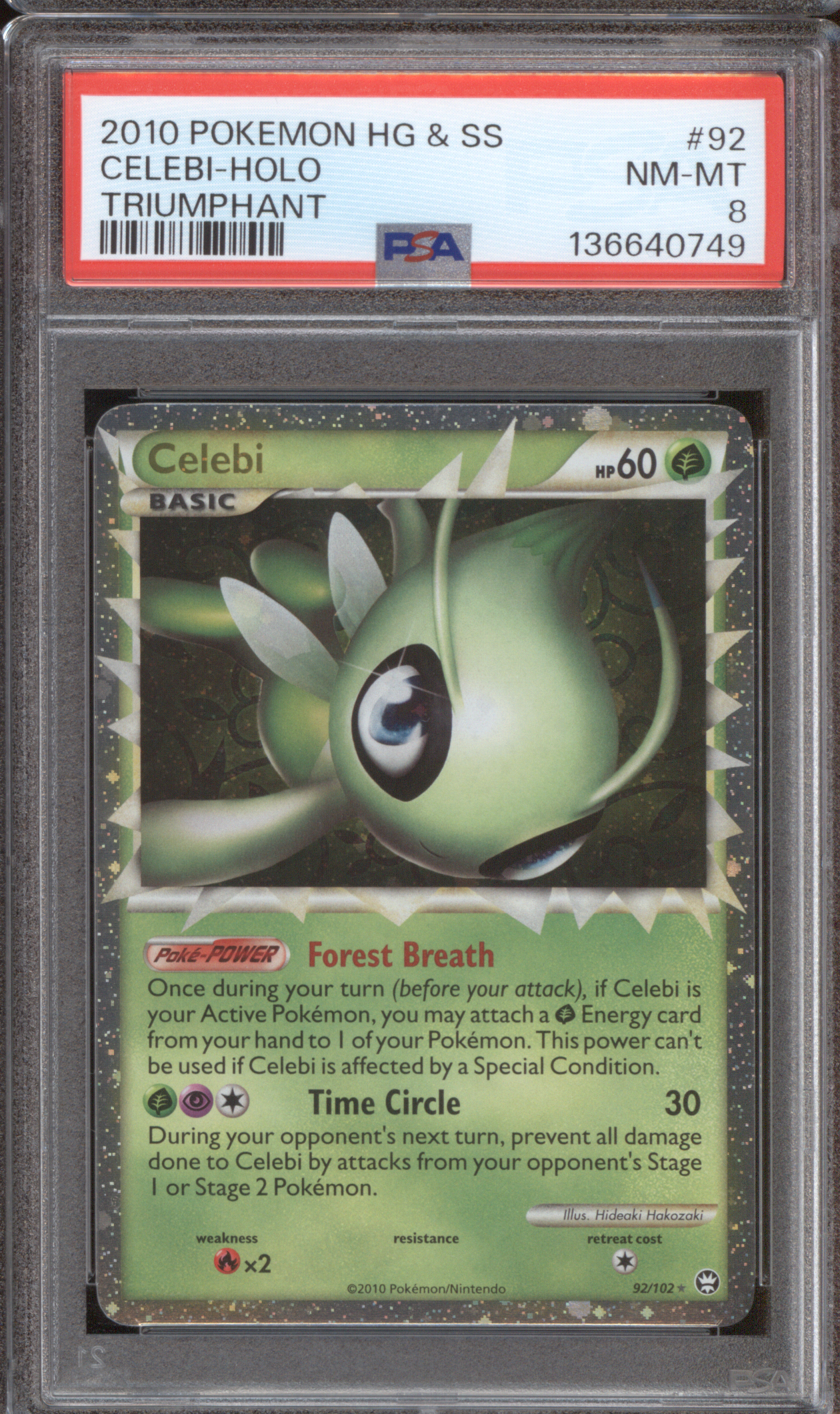 2010 Pokemon Heartgold & SoulSilver Triumphant #92 Celebi-Holo — front