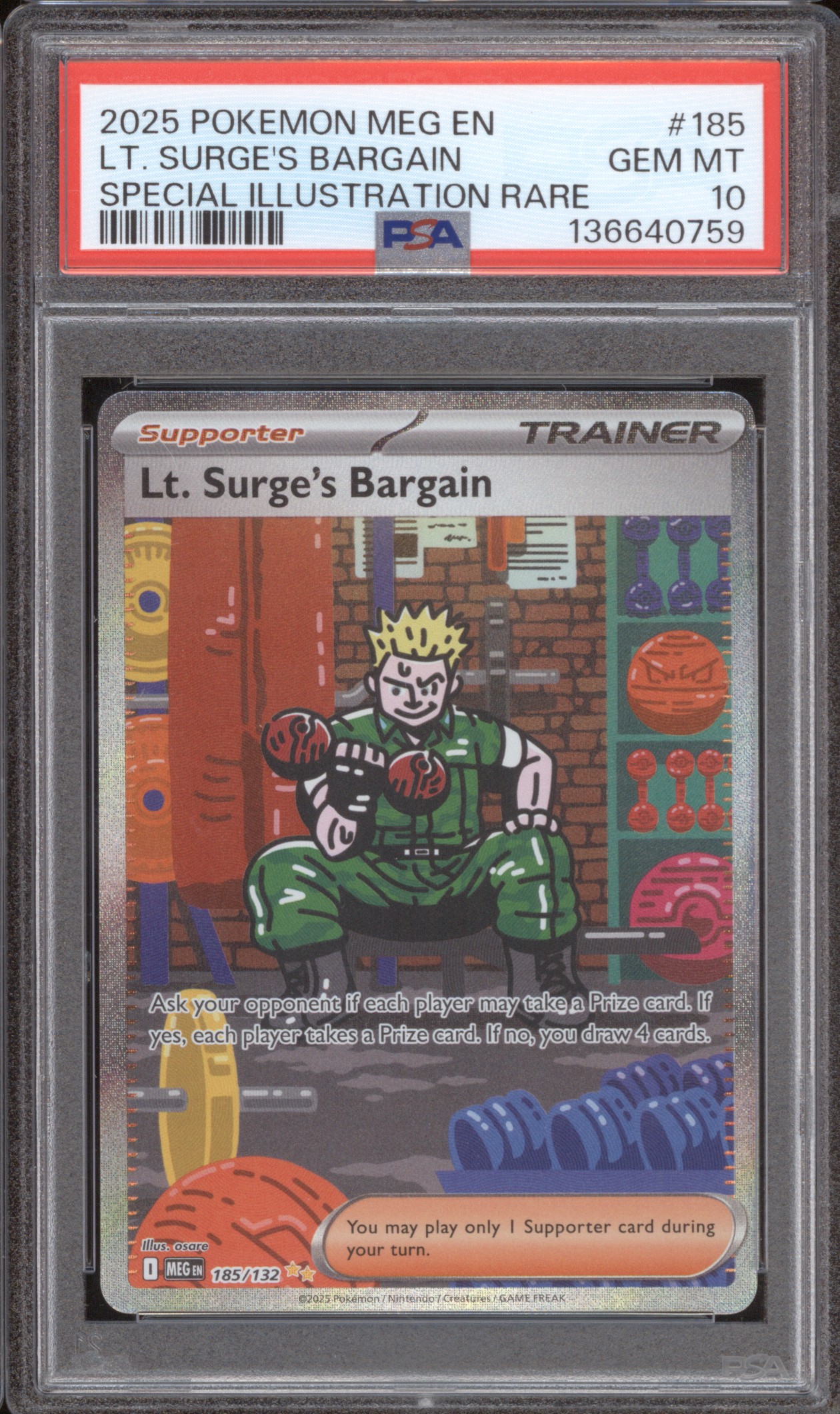 2025 Pokemon Mega Evolution #185 Lt. Surge's Bargain — front