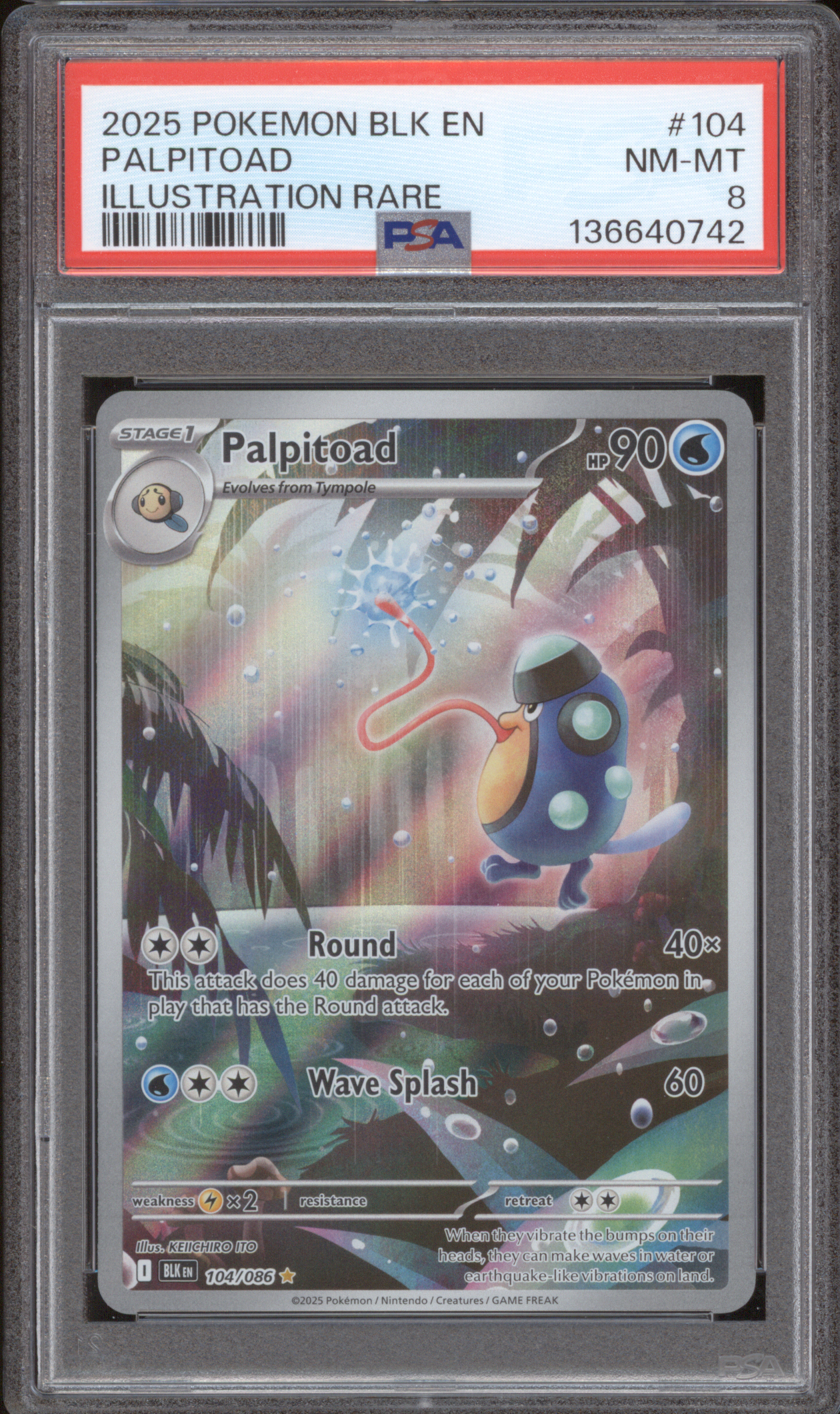 2025 Pokemon BLK EN Black Bolt #104 Palpitoad Illustration Rare — front