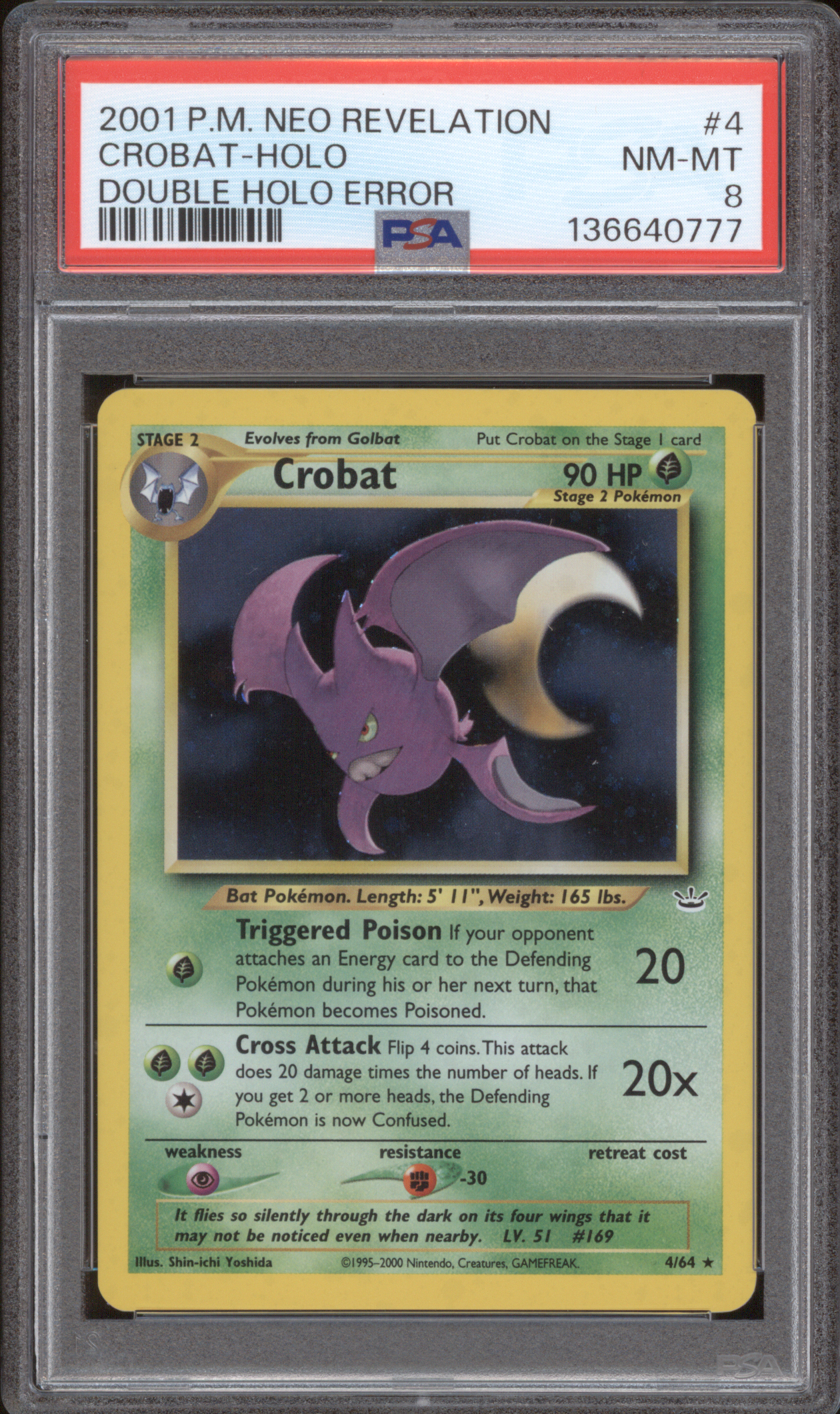 2001 Pokemon Neo Revelation #4 Crobat-Holo — front