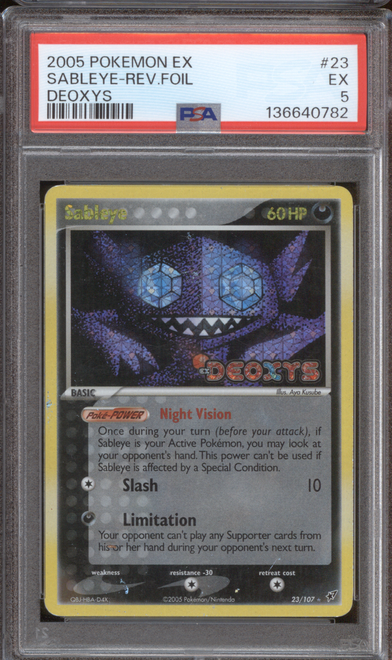 2005 Pokemon EX Deoxys #23 Sableye Reverse Foil — front