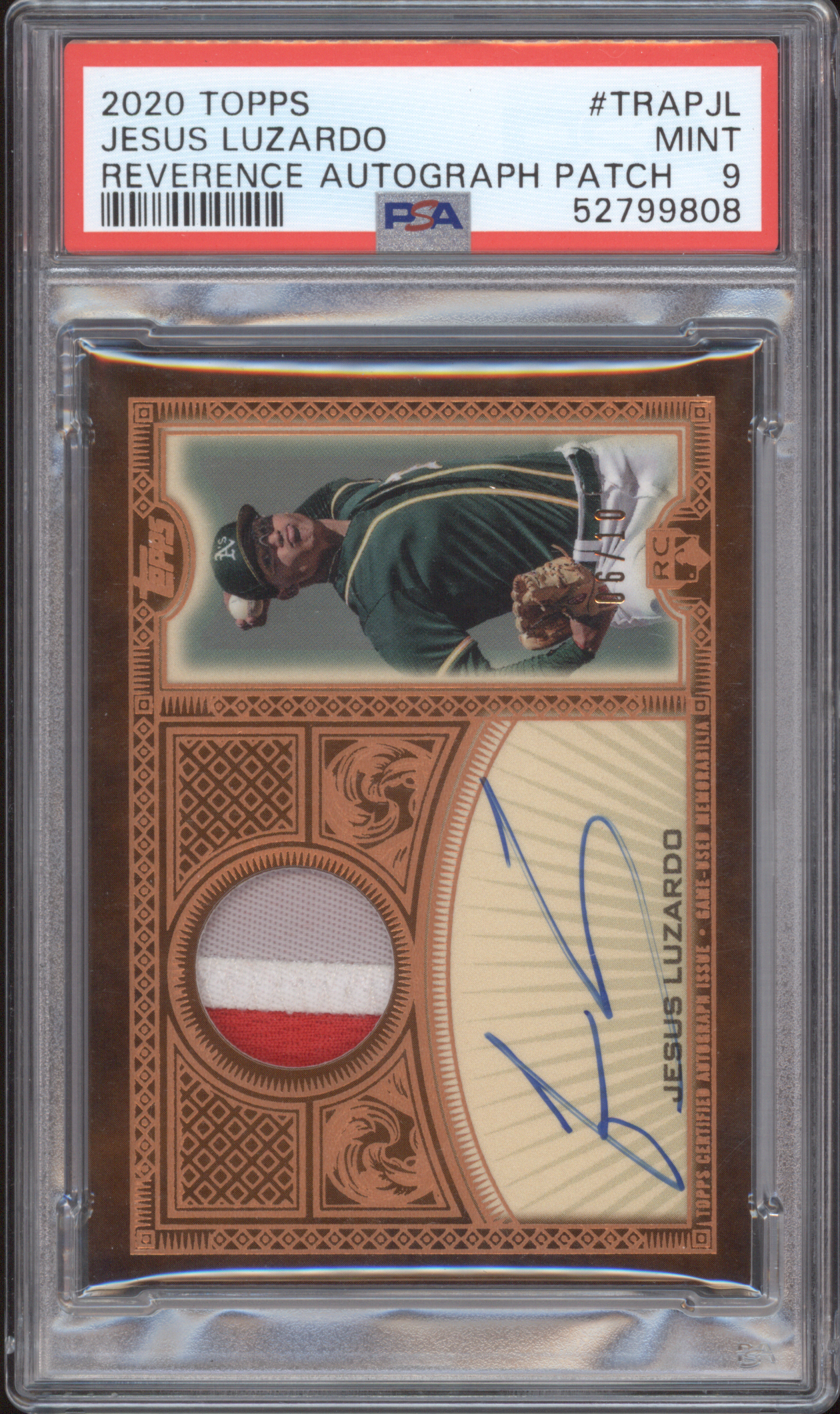 2020 Topps Reverence Autograph Patch #TRAPJL Jesus Luzardo — front