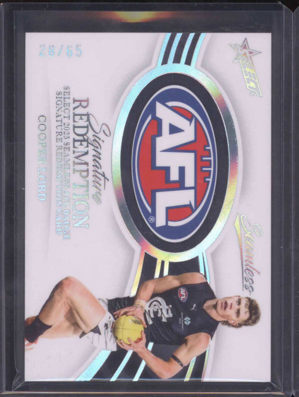 2025 Panini Select Seamless AFL Badge Signature Redemption Cooper Lord — front