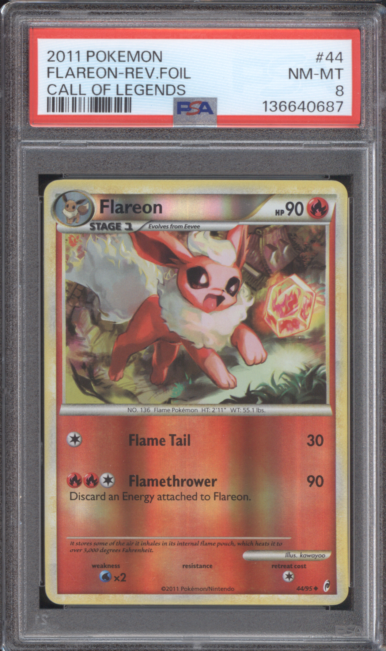 2011 Pokemon Call of Legends #44 Flareon Reverse Foil — front