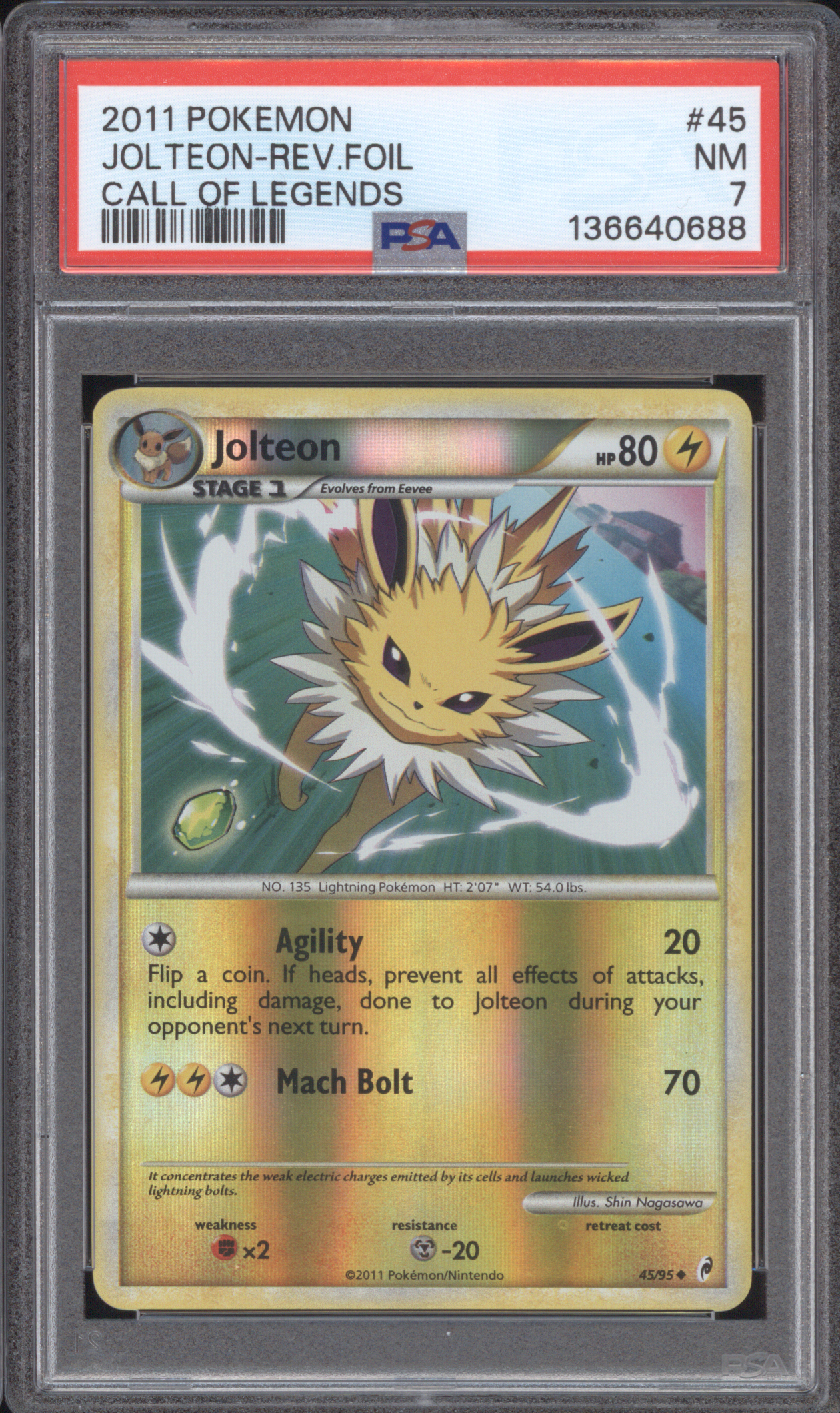 2011 Pokemon Call of Legends #45 Jolteon Reverse Holo — front