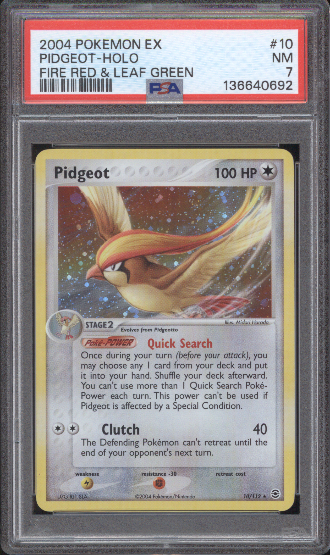 2004 Pokemon EX Fire Red & Leaf Green #10 Pidgeot Holo — front