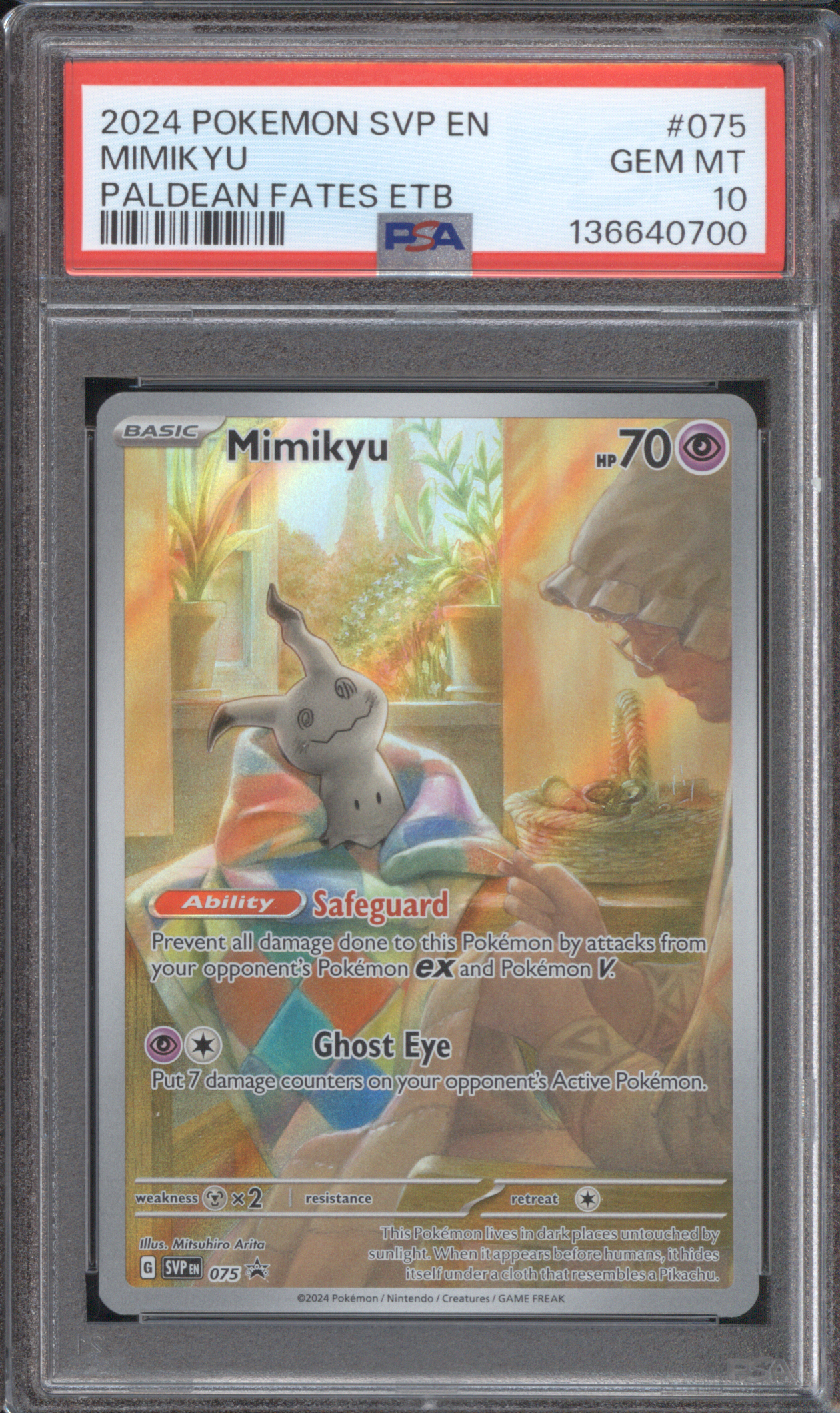 2024 Pokemon SVP EN #075 Mimikyu Paldean Fates ETB — front