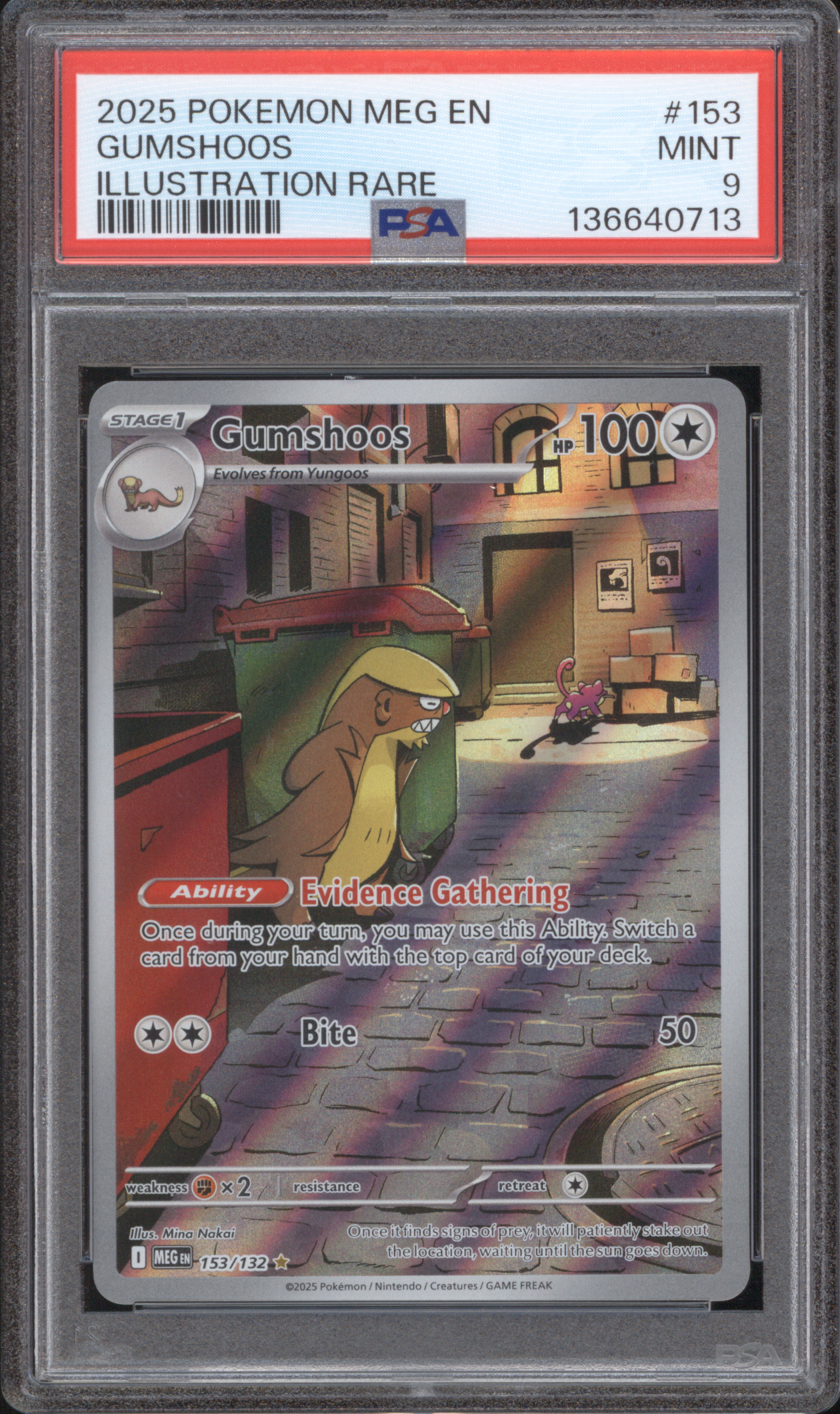 2025 Pokemon Meg En-Mega Evolution Illustration Rare #153 Gumshoos — front
