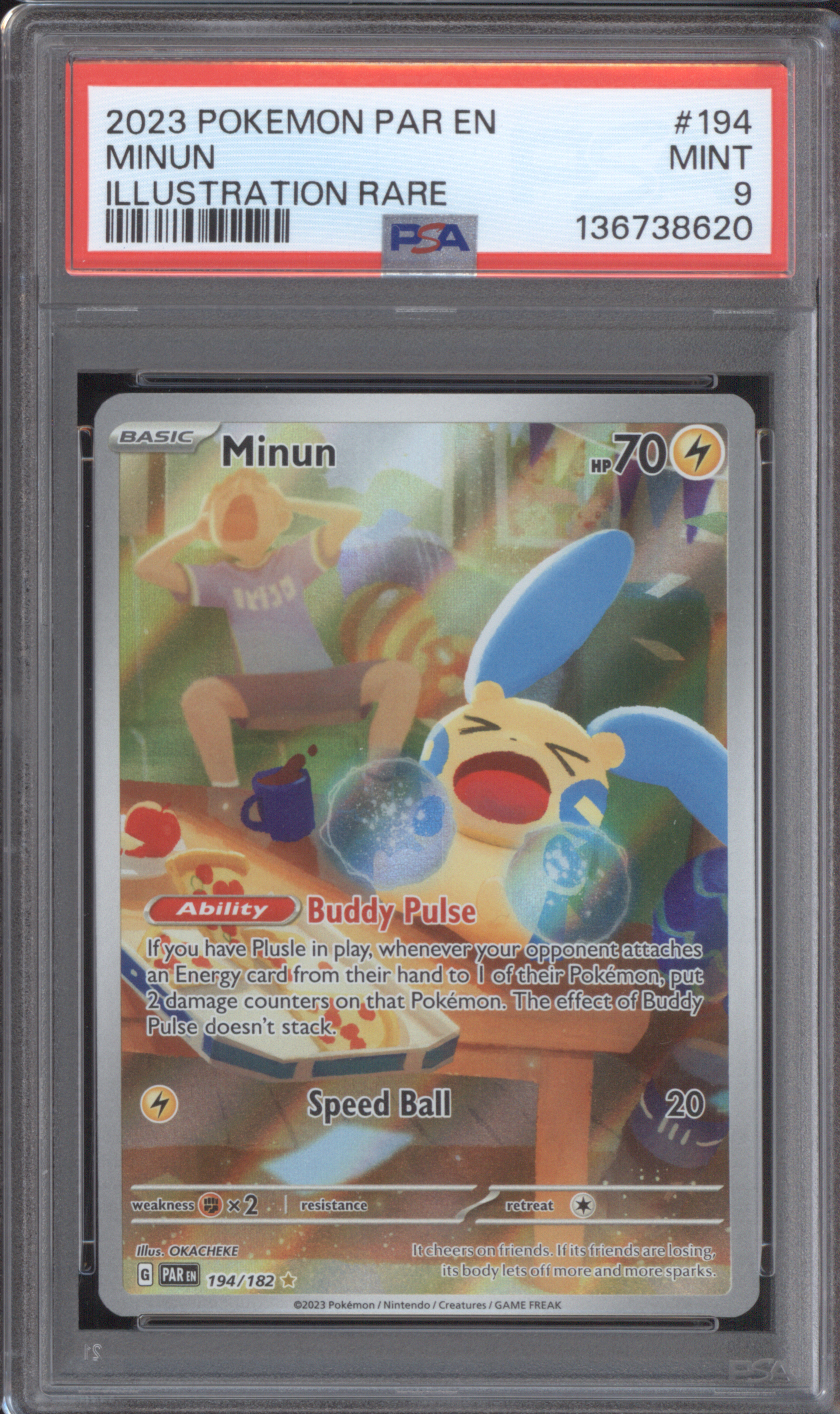 2023 Pokemon Paradox Rift #194 Minun Illustration Rare — front