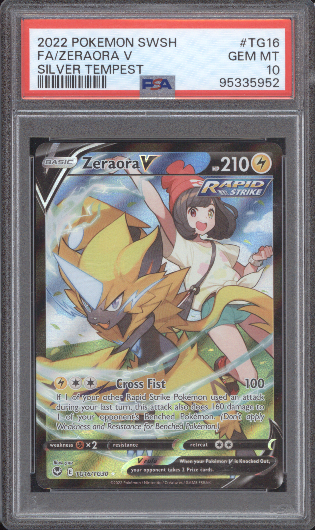 2022 Pokemon SWSH #TG16 Zeraora V Silver Tempest Full Art — front