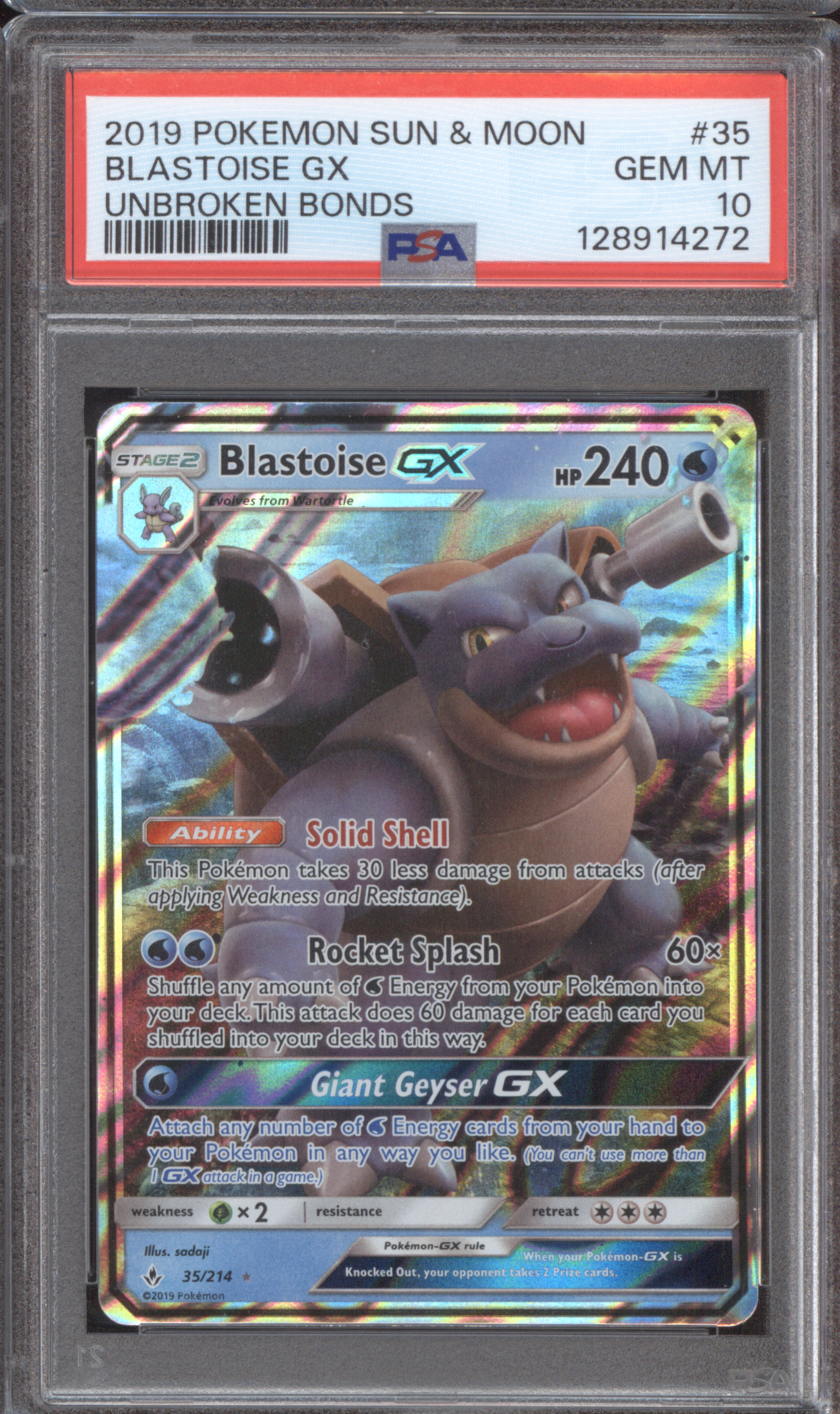2019 Pokemon Sun & Moon Unbroken Bonds #35 Blastoise GX — front