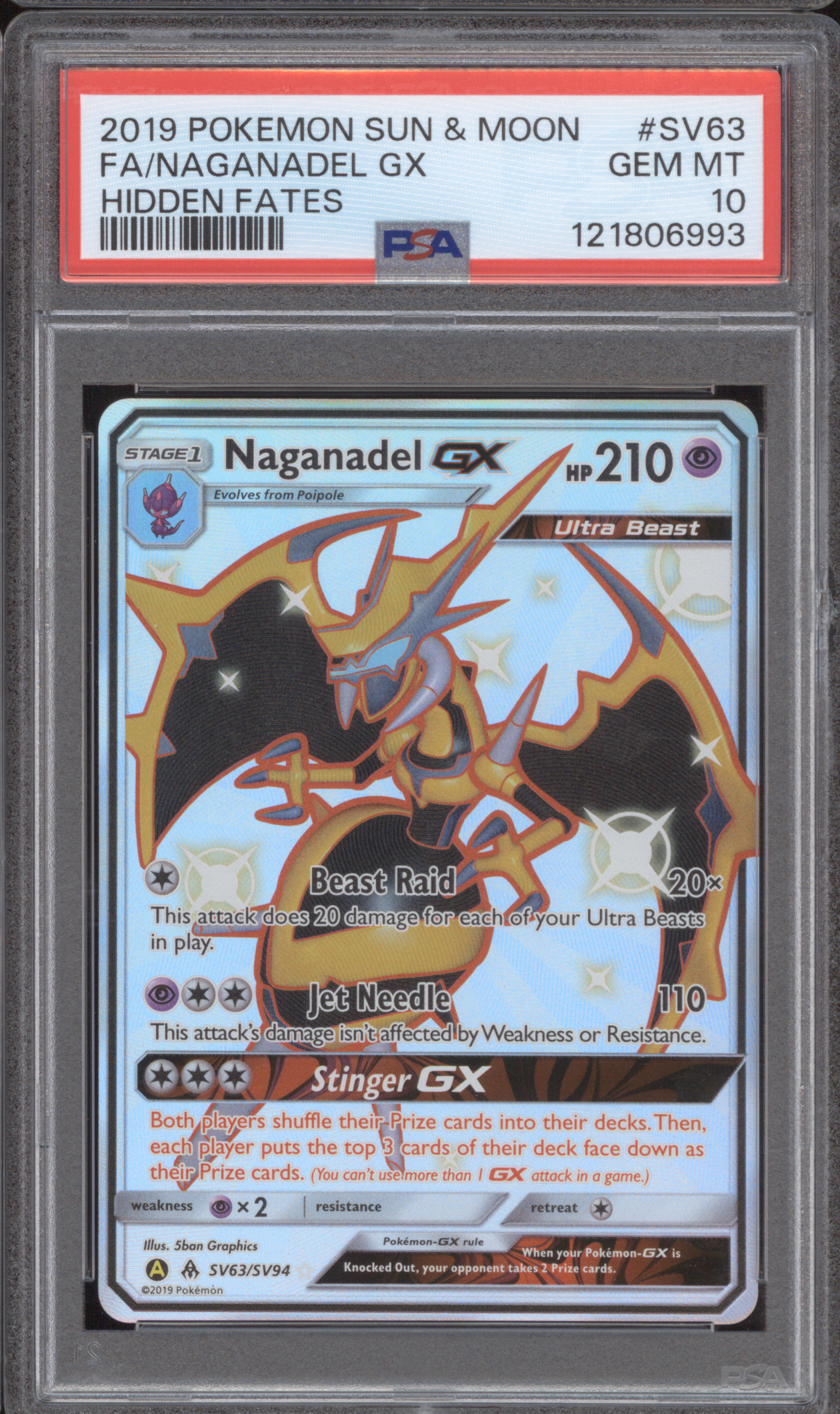 2019 Pokémon Sun & Moon #SV63 Naganadel GX — front