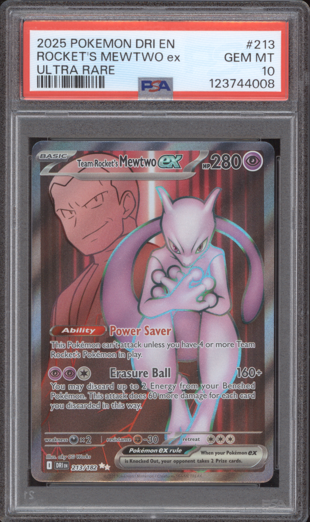 2025 Pokémon DRI EN #213 Team Rocket's Mewtwo ex — front