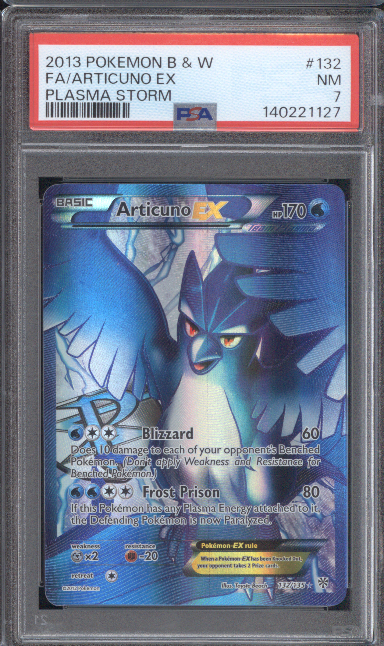 2013 Pokemon B&W Plasma Storm #132 Articuno EX Full Art — front