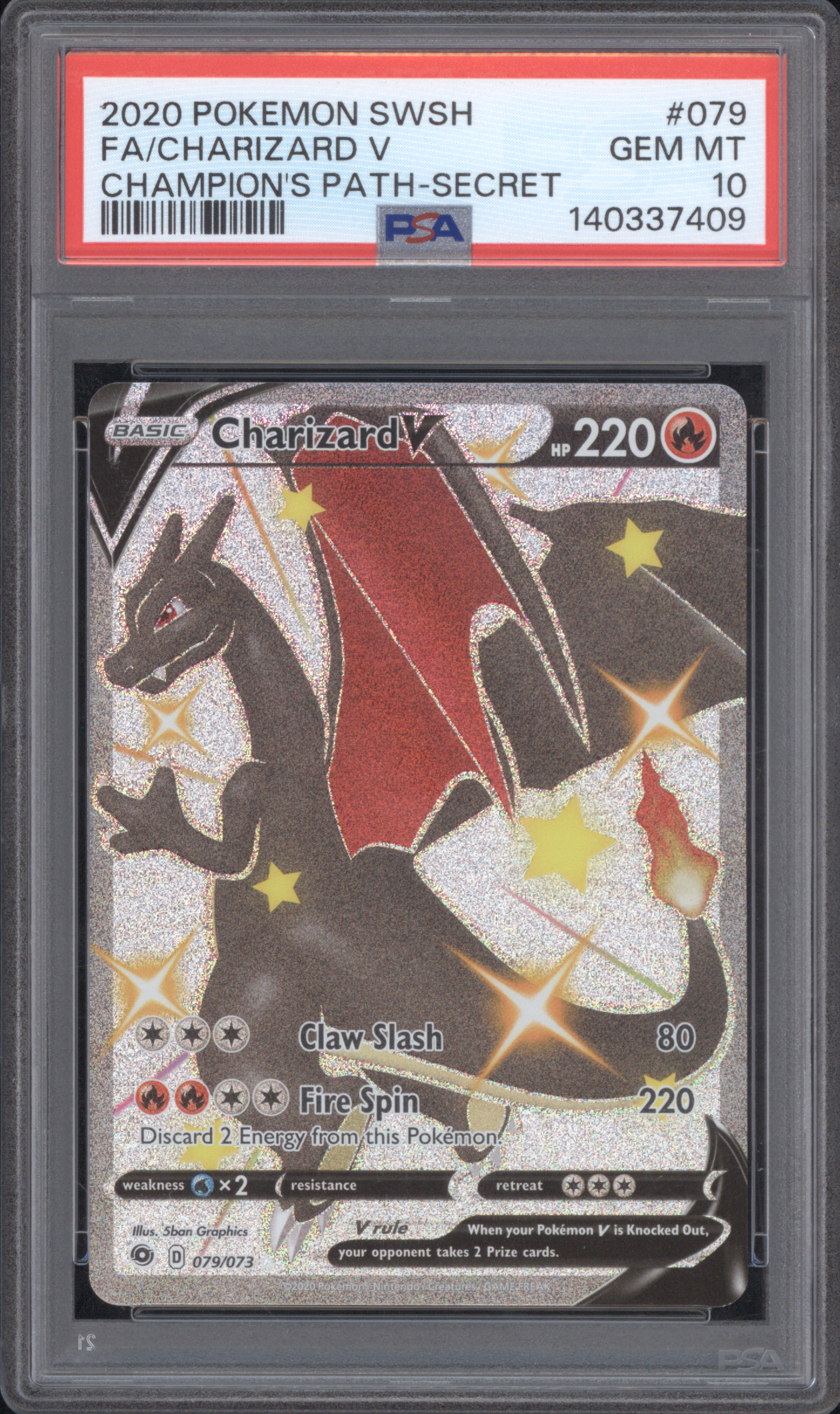 2020 Pokemon Sword & Shield Champion's Path Secret #079 Charizard V — front