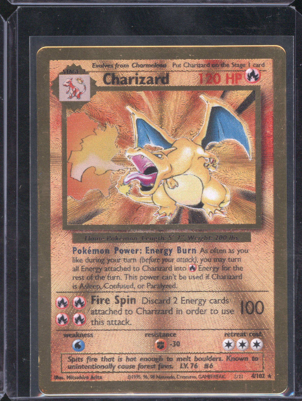 2021 Pokemon Celebrations #4 Charizard Gold Metal Card Promo — front