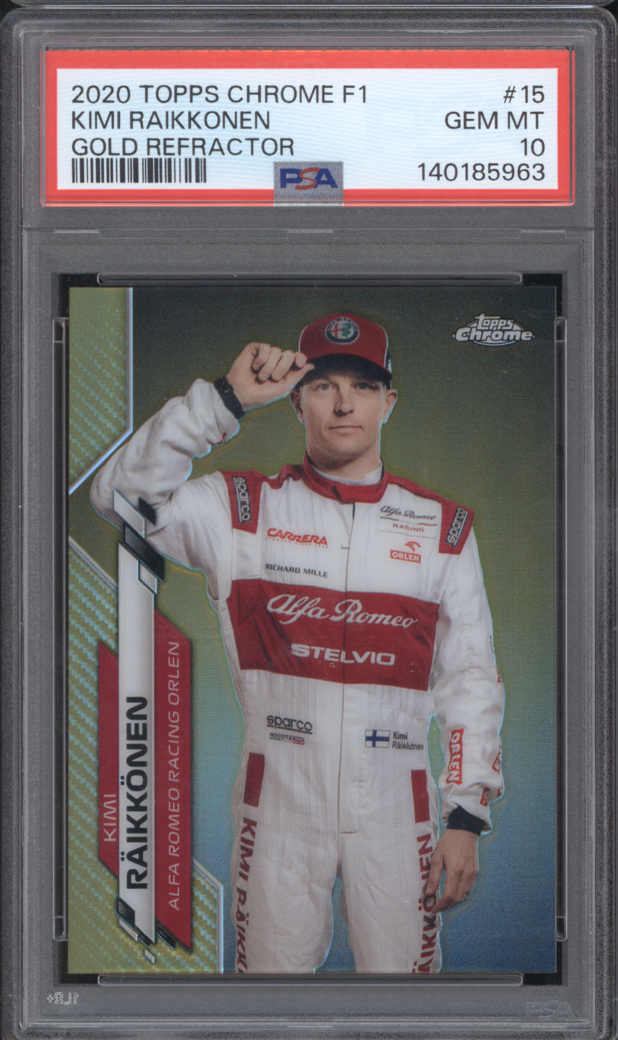 2020 Topps Chrome F1 #15 Kimi Raikkonen Gold Refractor — front