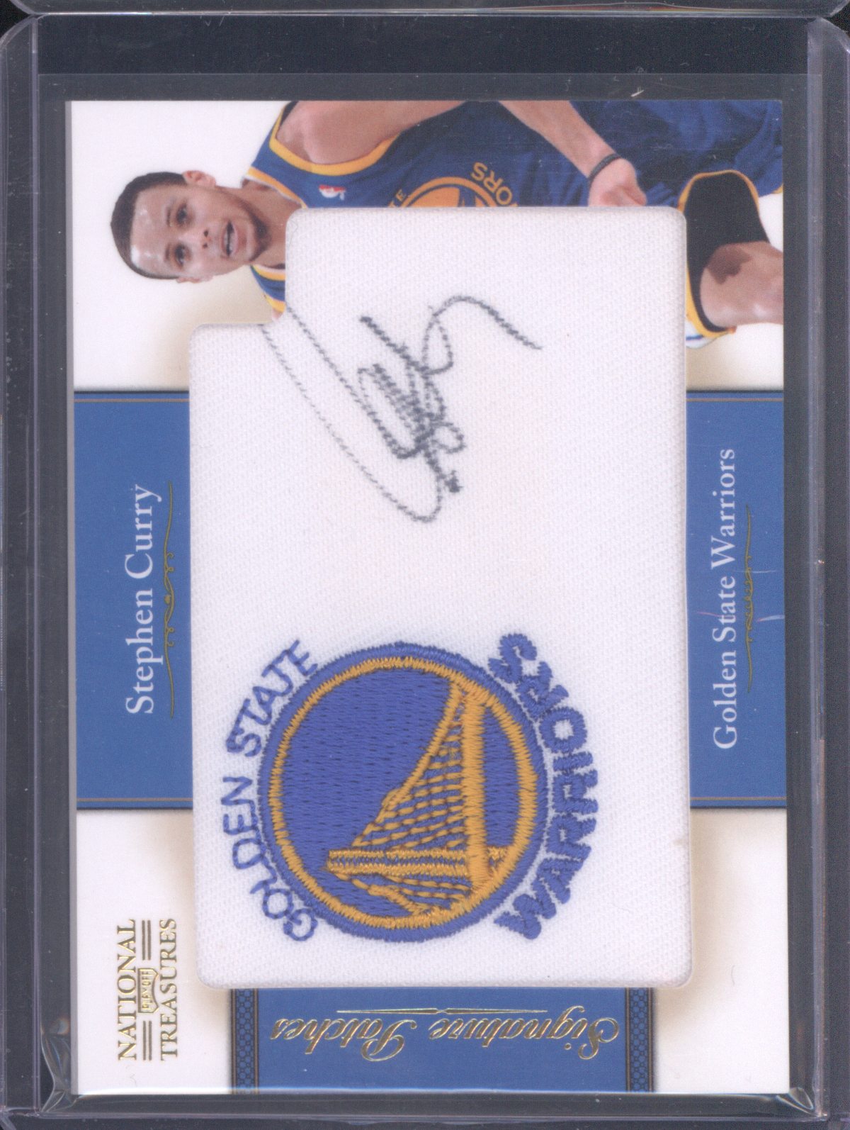 2010 Panini National Treasures Stephen Curry Golden State Warriors Logo Patch Auto — front