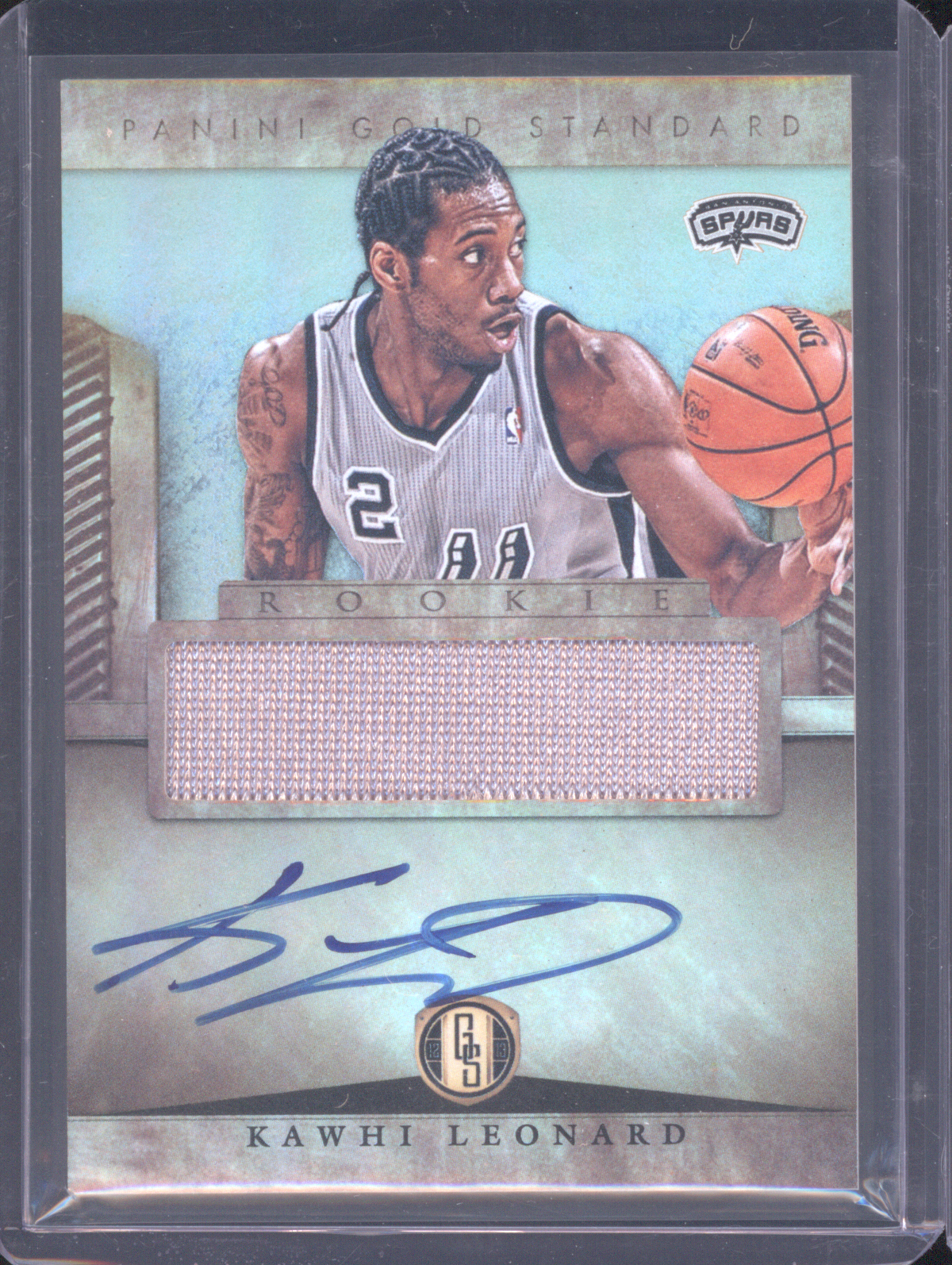 2012-13 Panini Gold Standard #259 Kawhi Leonard Rookie Patch Auto — front