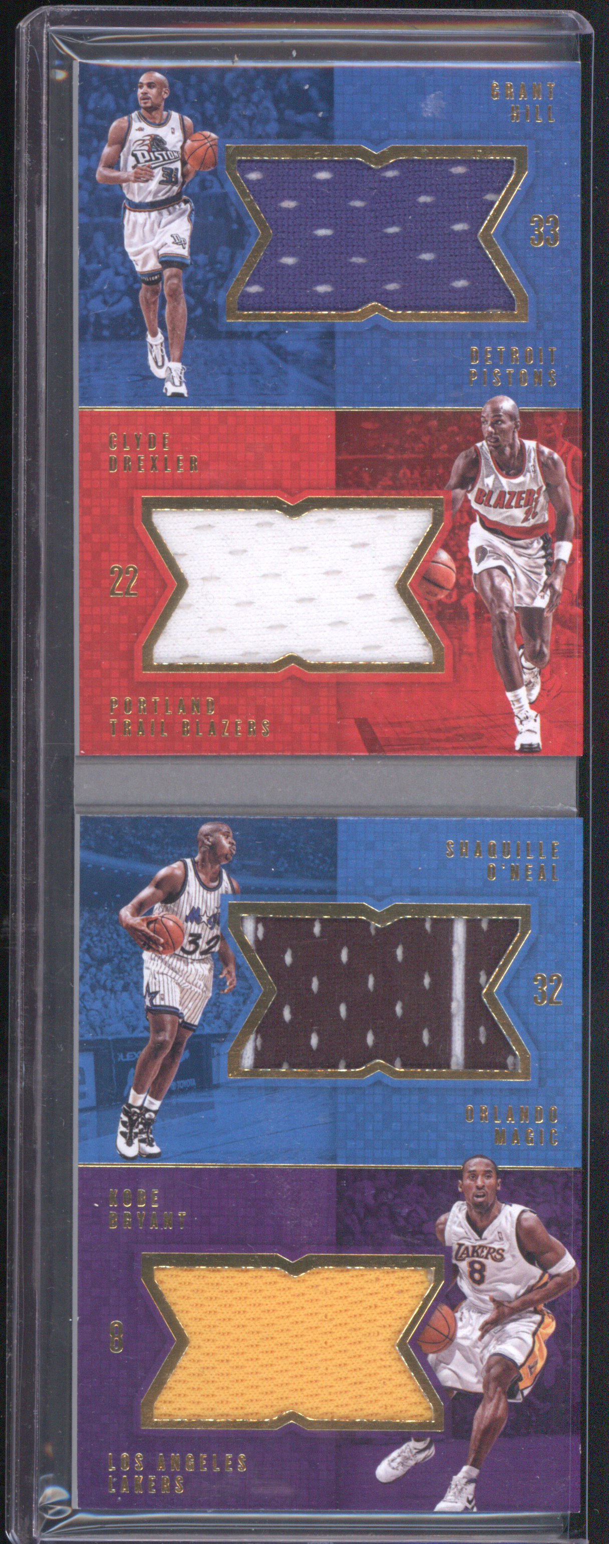 2016-17 Panini Preferred Quad Patch Grant Hill / Clyde Drexler / Shaquille O'Neal / Kobe Bryant — front