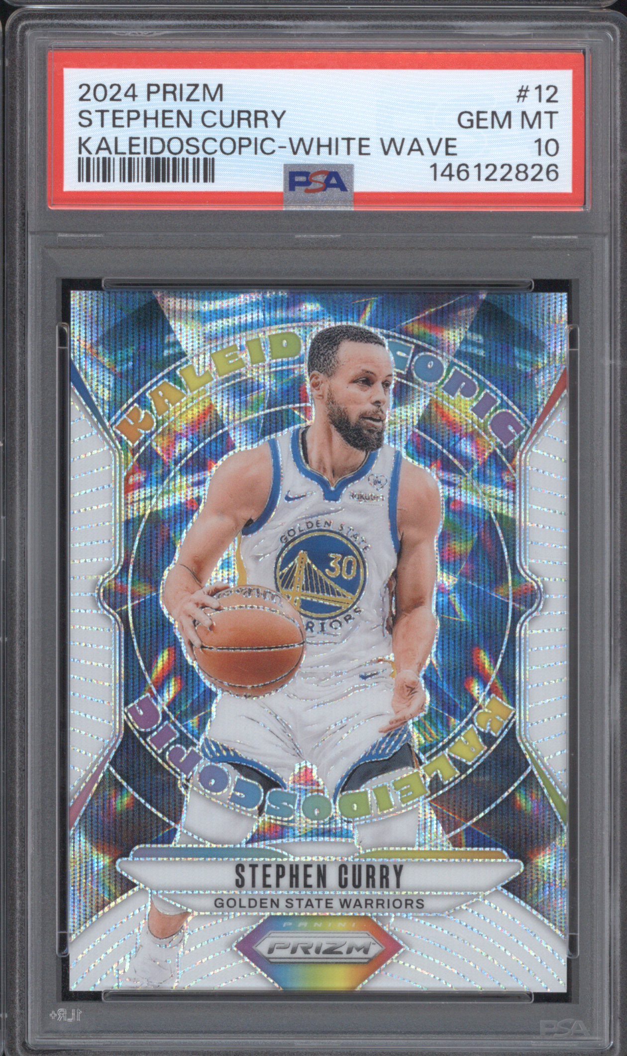 2024 Panini Prizm #12 Stephen Curry Kaleidoscopic-White Wave — front
