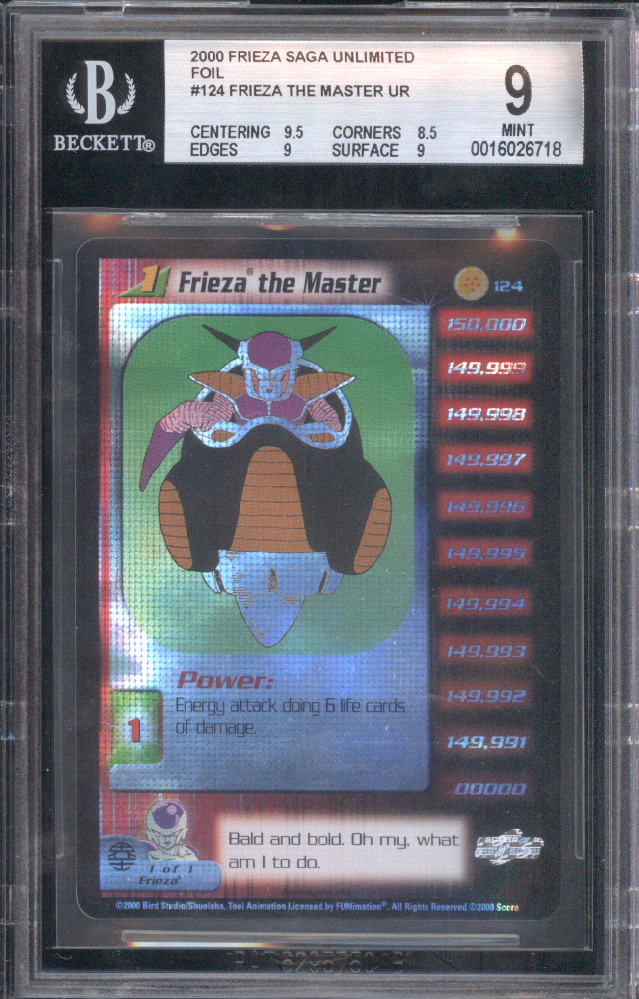 2000 Score Dragon Ball Z CCG #124 Frieza the Master UR — front
