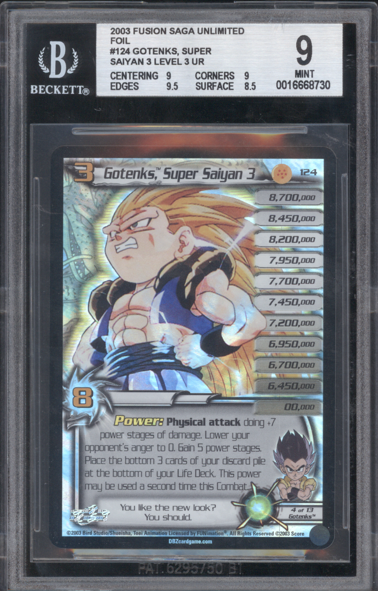 2003 Score DBZ CCG #124 Gotenks, Super Saiyan 3 — front