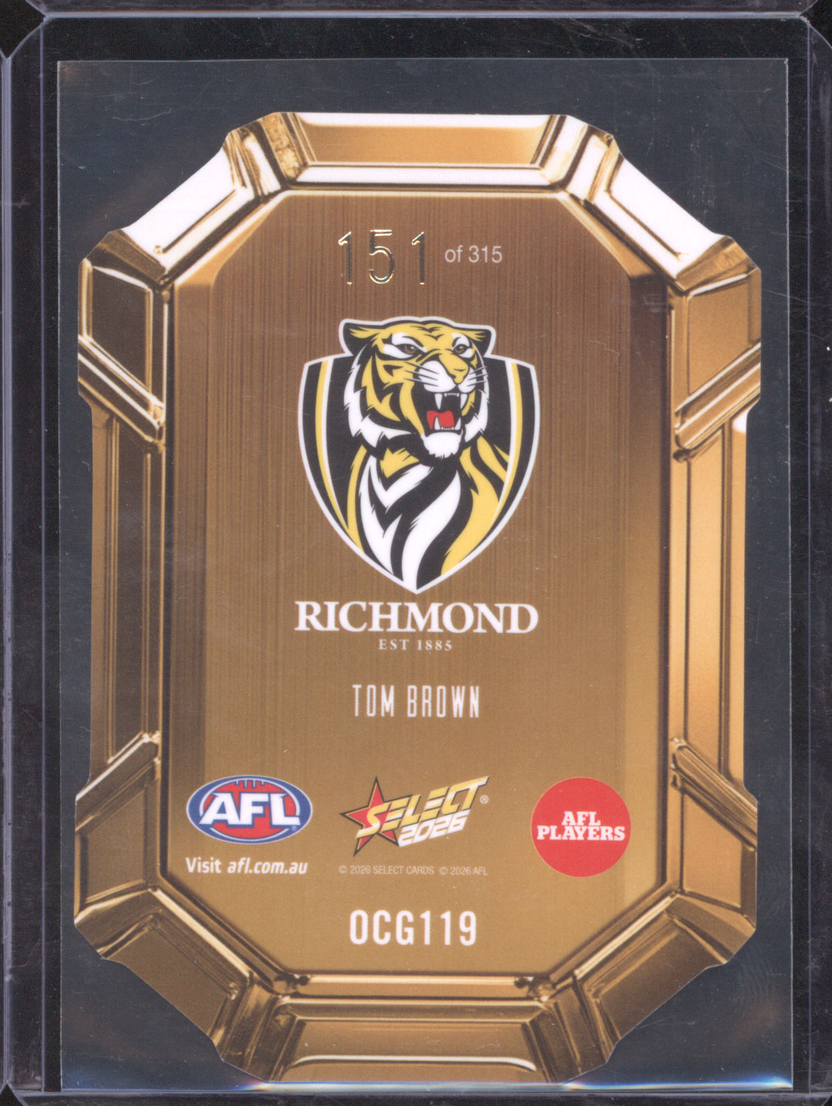 2026 Select AFL #OCG119 Tom Brown — front