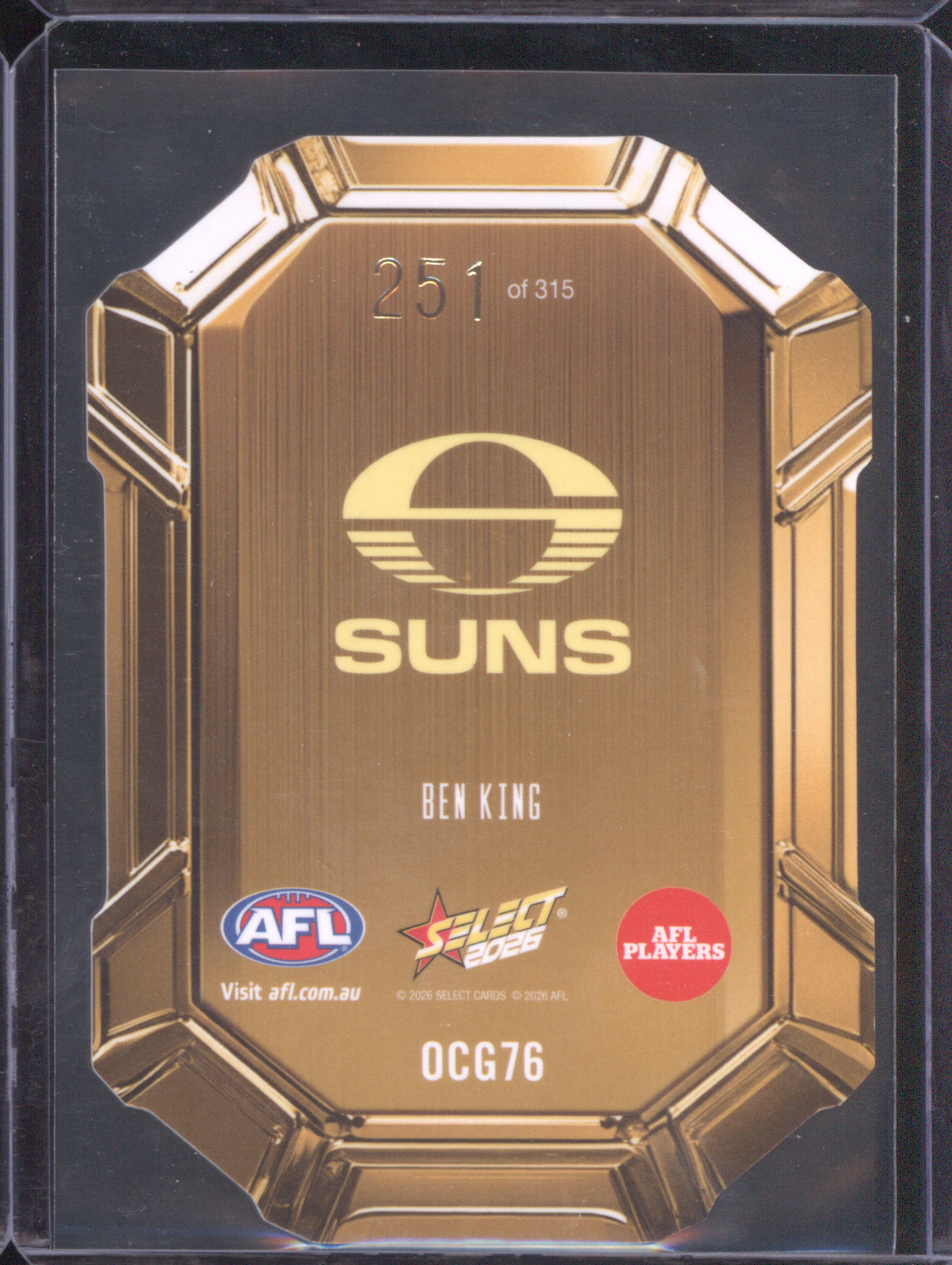 2026 Select AFL #OCG76 Ben King — front