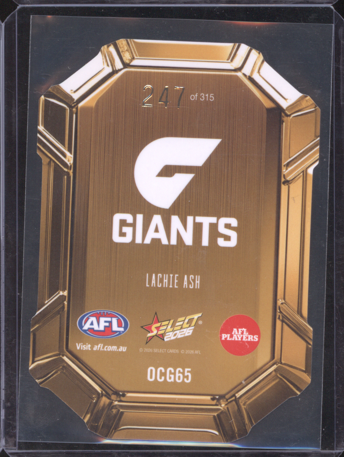 2026 Select AFL #OCG65 Lachie Ash — front