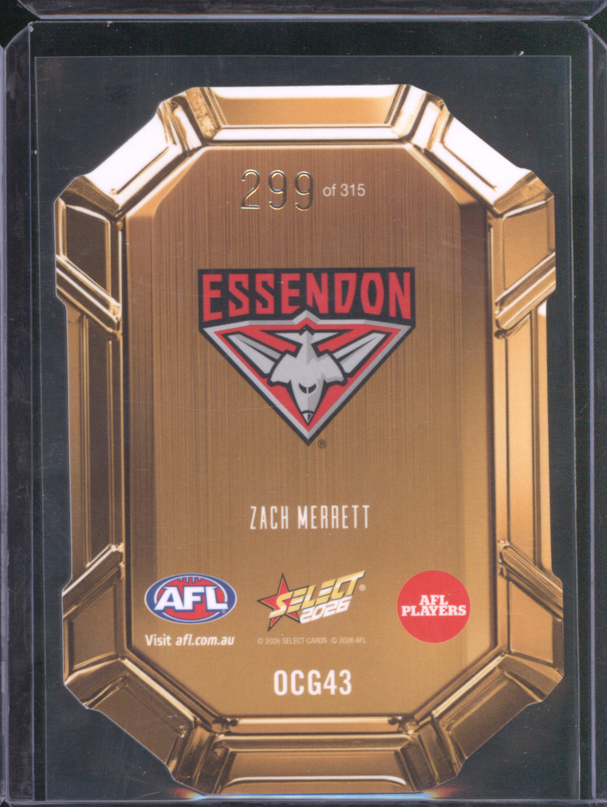 2026 Select AFL #OCG43 Zach Merrett — front