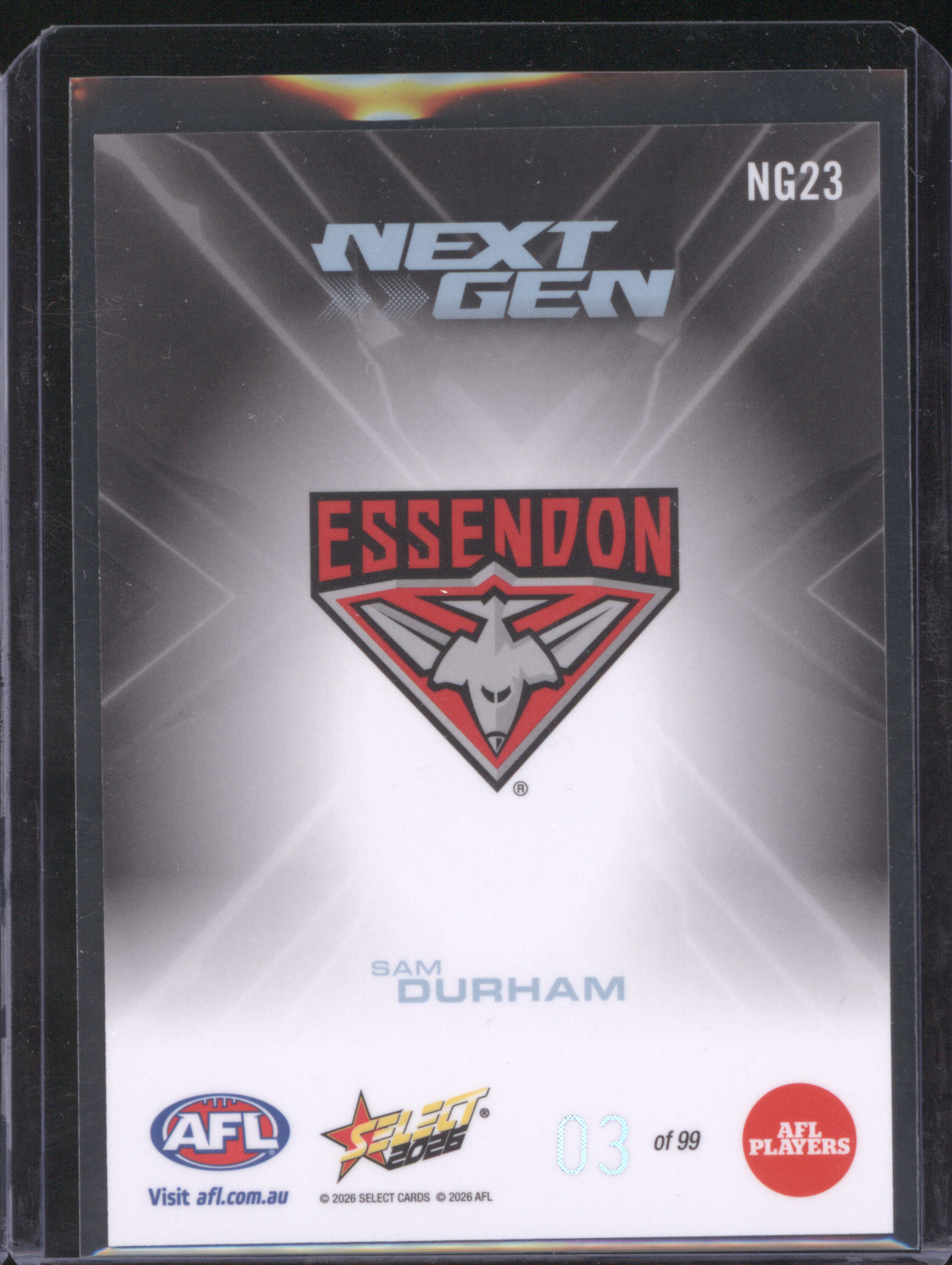 2026 Select Next Gen #NG23 Sam Durham — front
