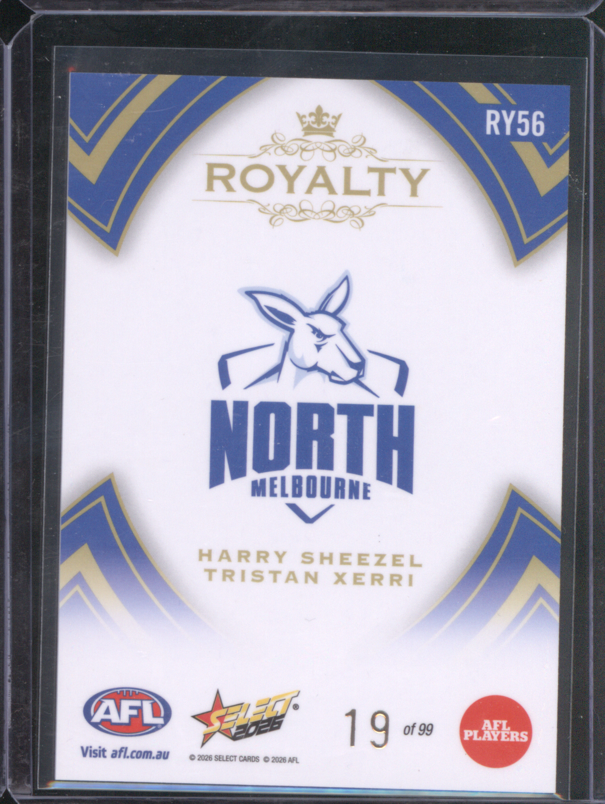 2026 Select Royalty RY56 Harry Sheezel Tristan Xerri — front