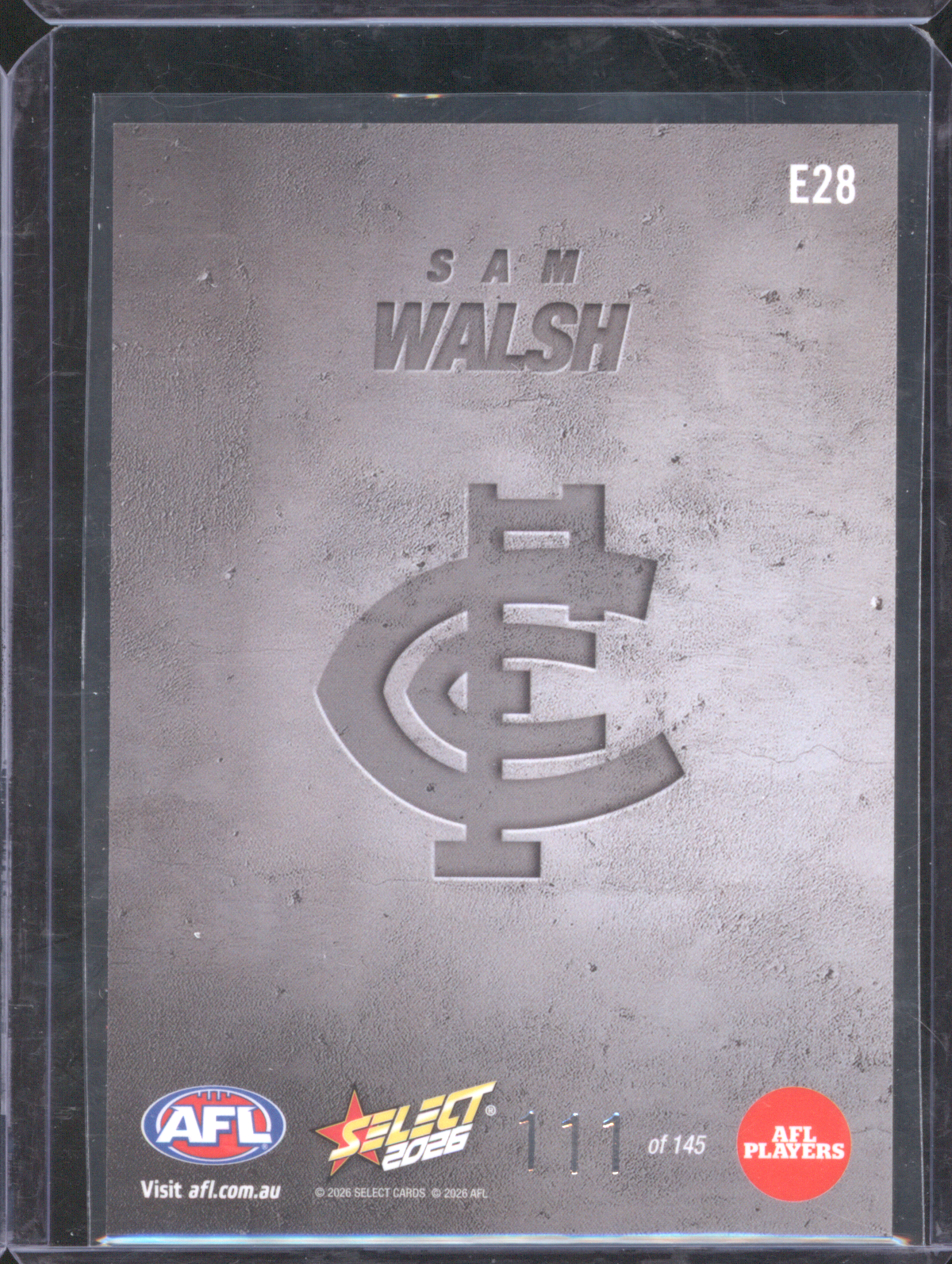 2026 Select AFL #E28 Sam Walsh — front