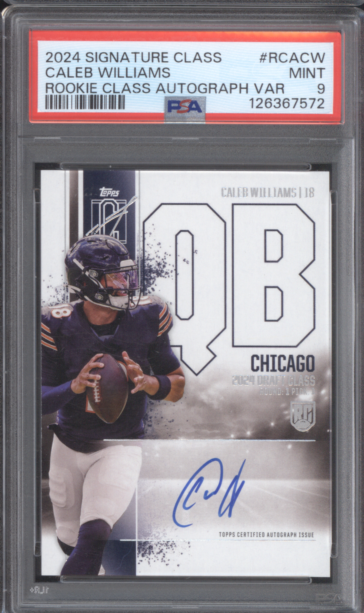2024 Topps Signature Class #RCA-CW Caleb Williams Rookie Class Autograph Variation — front