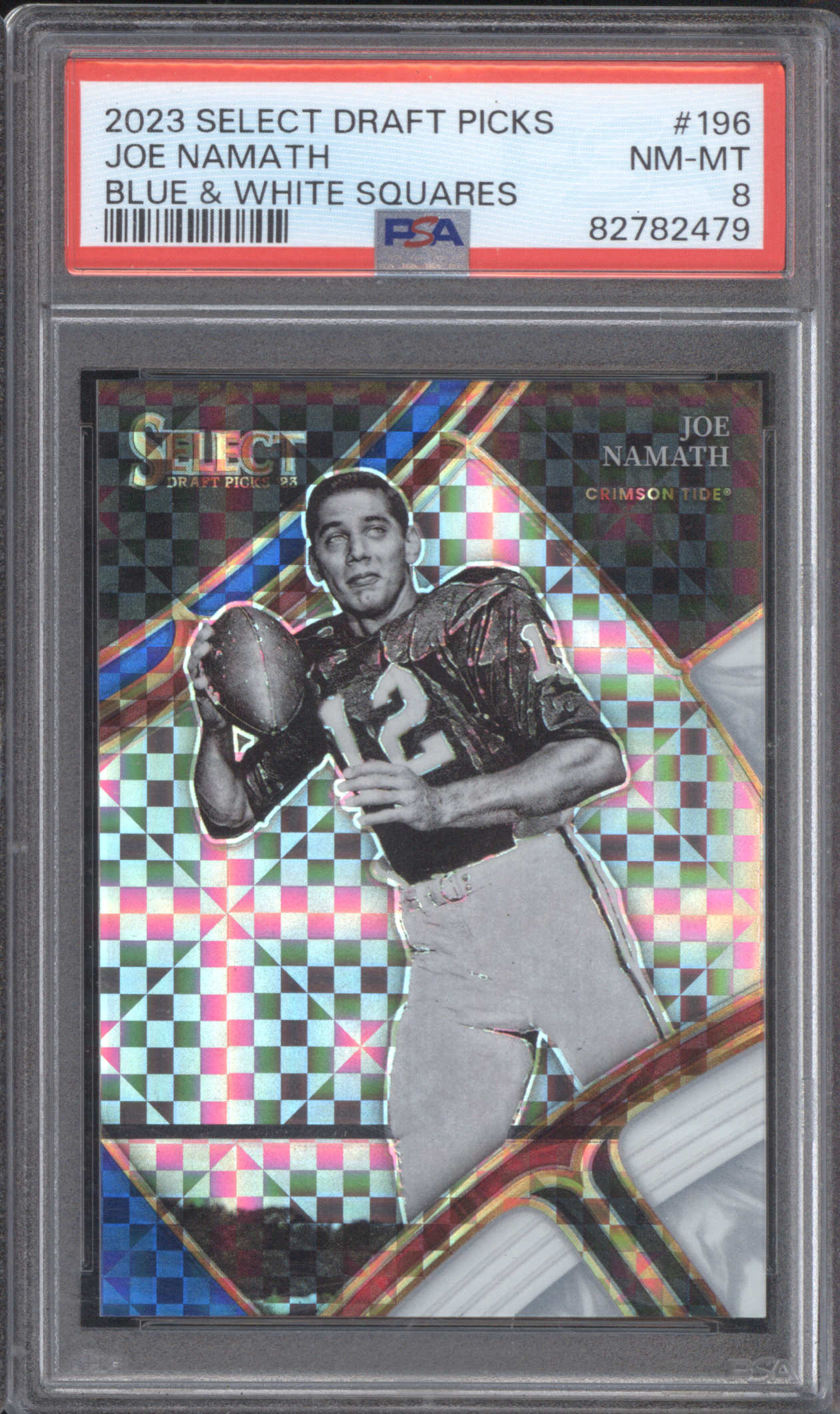 2023 Select Draft Picks #196 Joe Namath Blue & White Squares — front