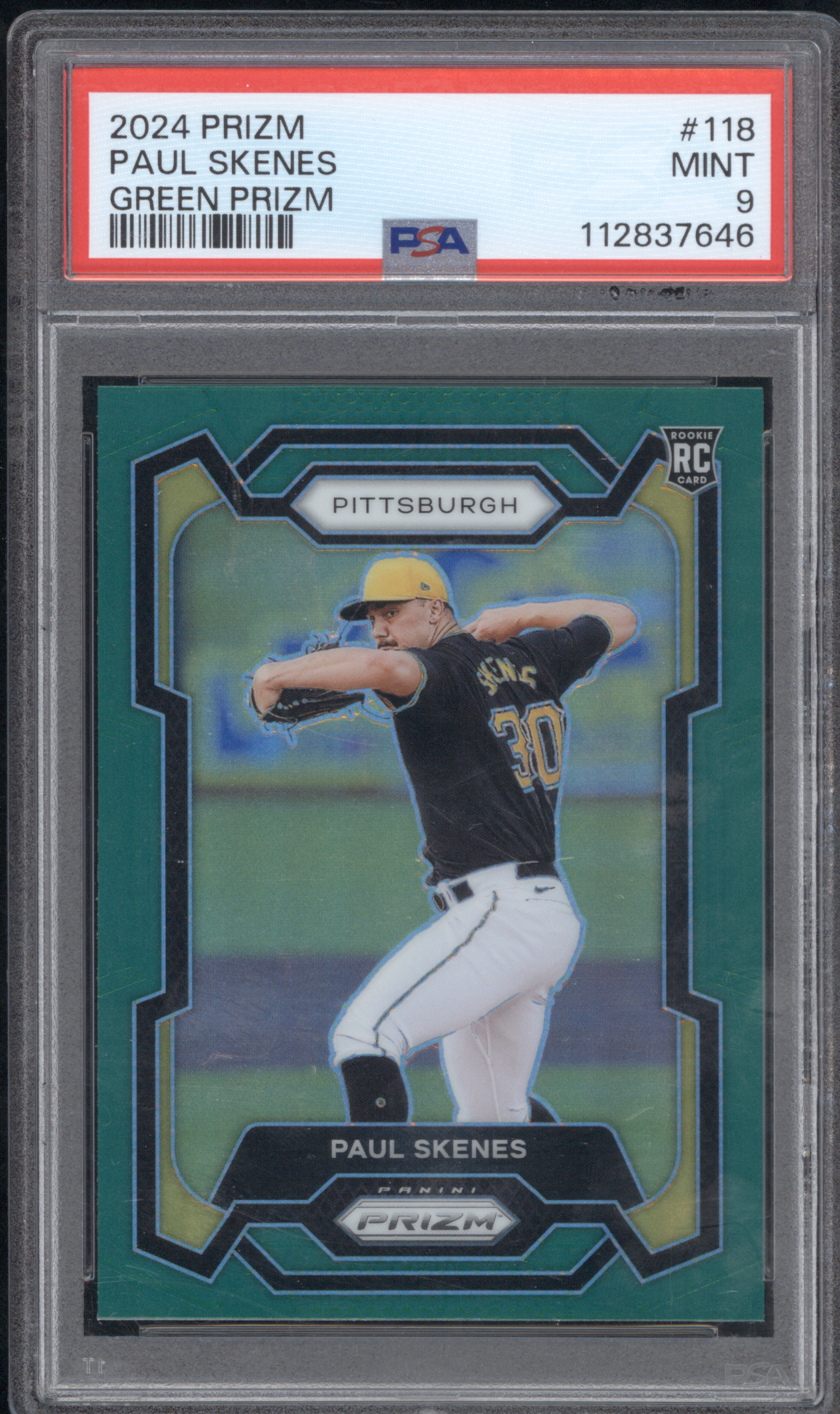 2024 Panini Prizm #118 Paul Skenes Green Prizm Rookie Card — front