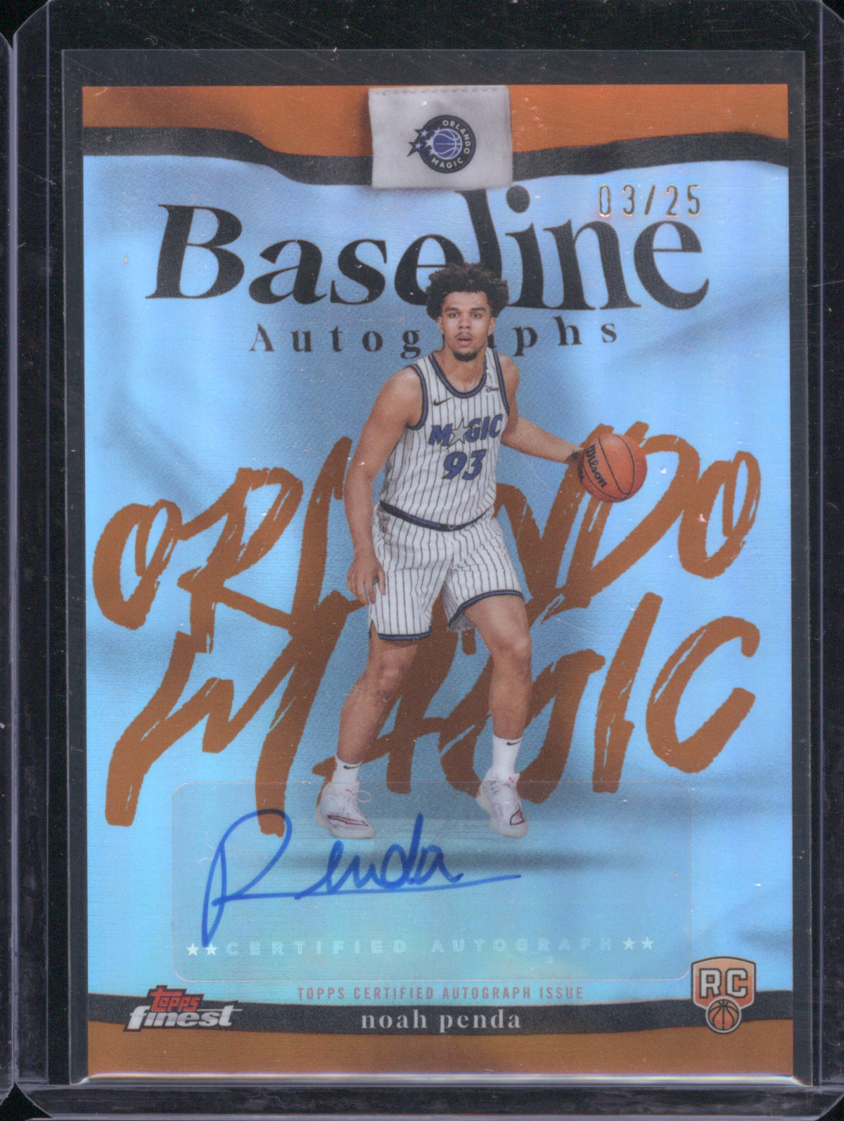 2025-26 Topps Finest #BA-NP Noah Penda Baseline RC Auto Gold /25 — front