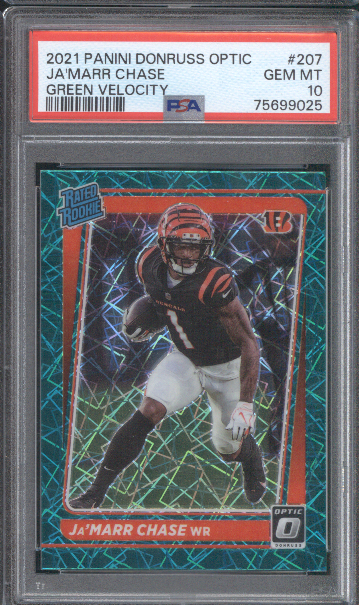 2021 Panini Donruss Optic #207 Ja'Marr Chase Green Velocity — front