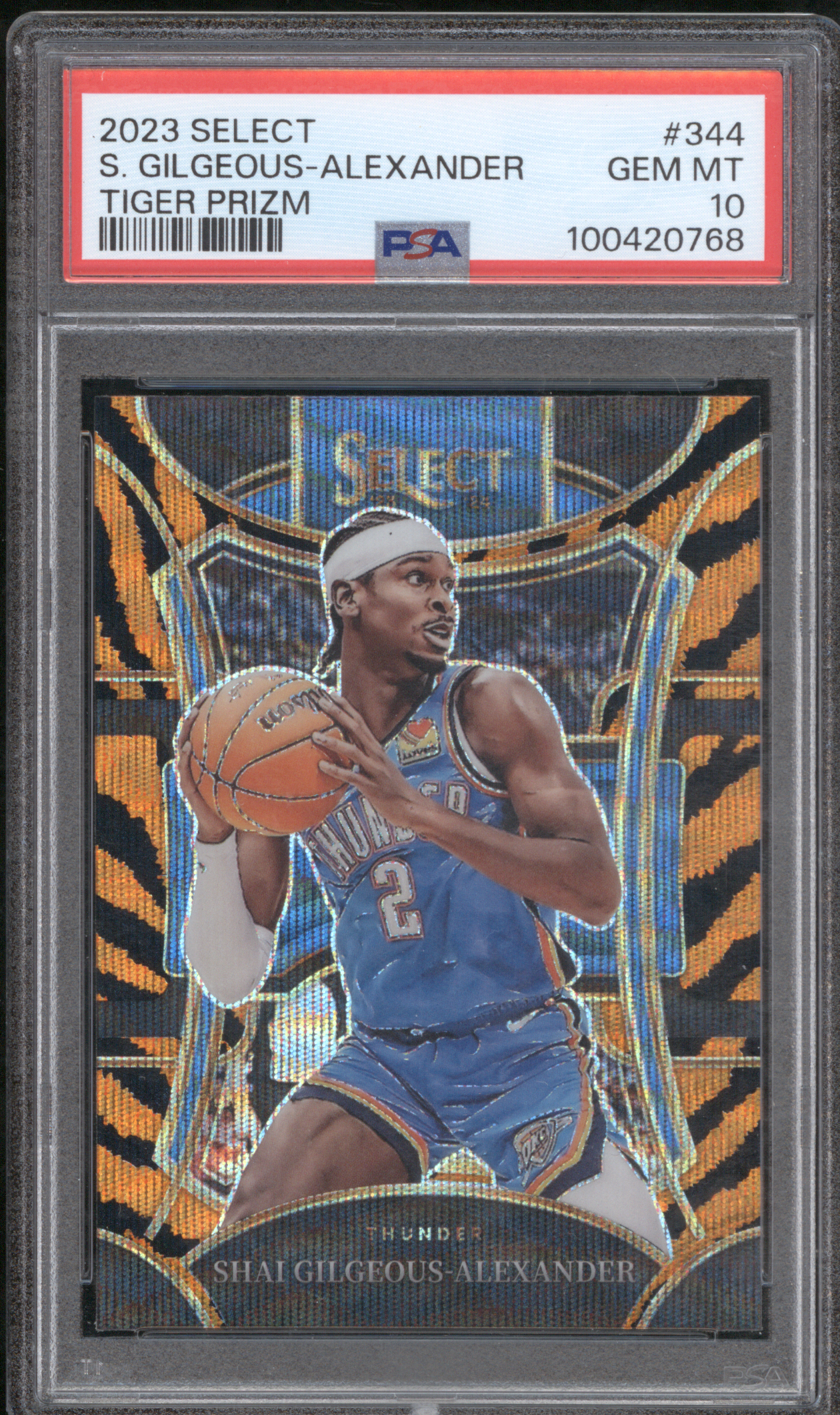 2023 Panini Select #344 Shai Gilgeous-Alexander Tiger Prizm — front