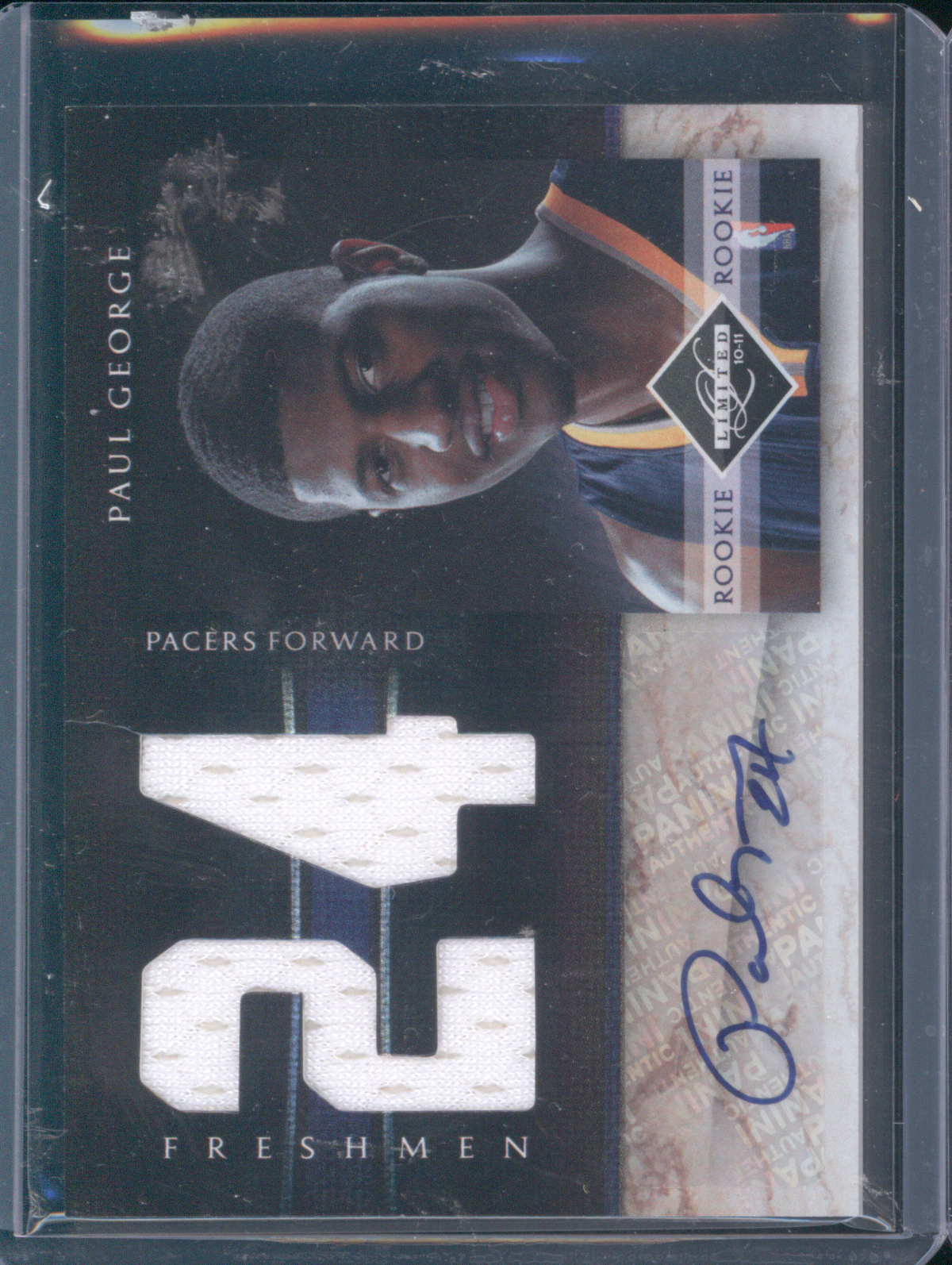 2010-11 Panini Limited #99 Paul George Freshmen Rookie Jumbo Jersey Patch Auto — front
