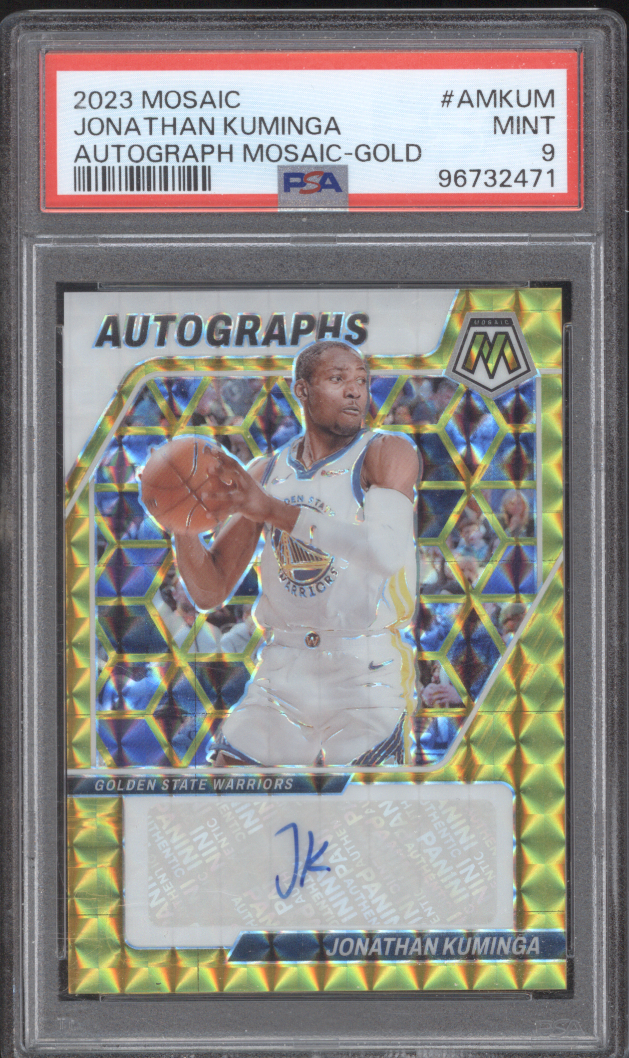 2023 Panini Mosaic #AMKUM Jonathan Kuminga Autograph Mosaic-Gold — front
