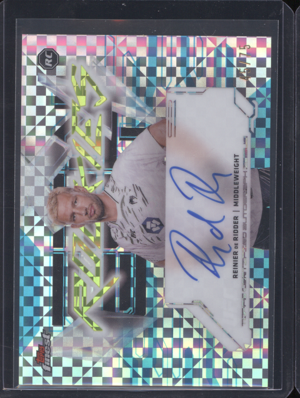 2025 Topps Finest UFC #FRA-RD Reinier De Ridder Blue Checkerboard RC Auto — front