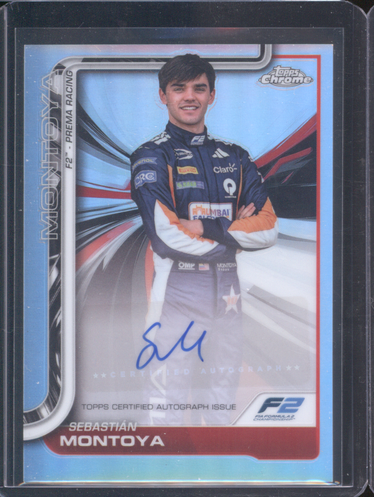 2025 Topps Chrome Formula 1 #CAC-MON Sebastián Montoya Chrome Auto — front