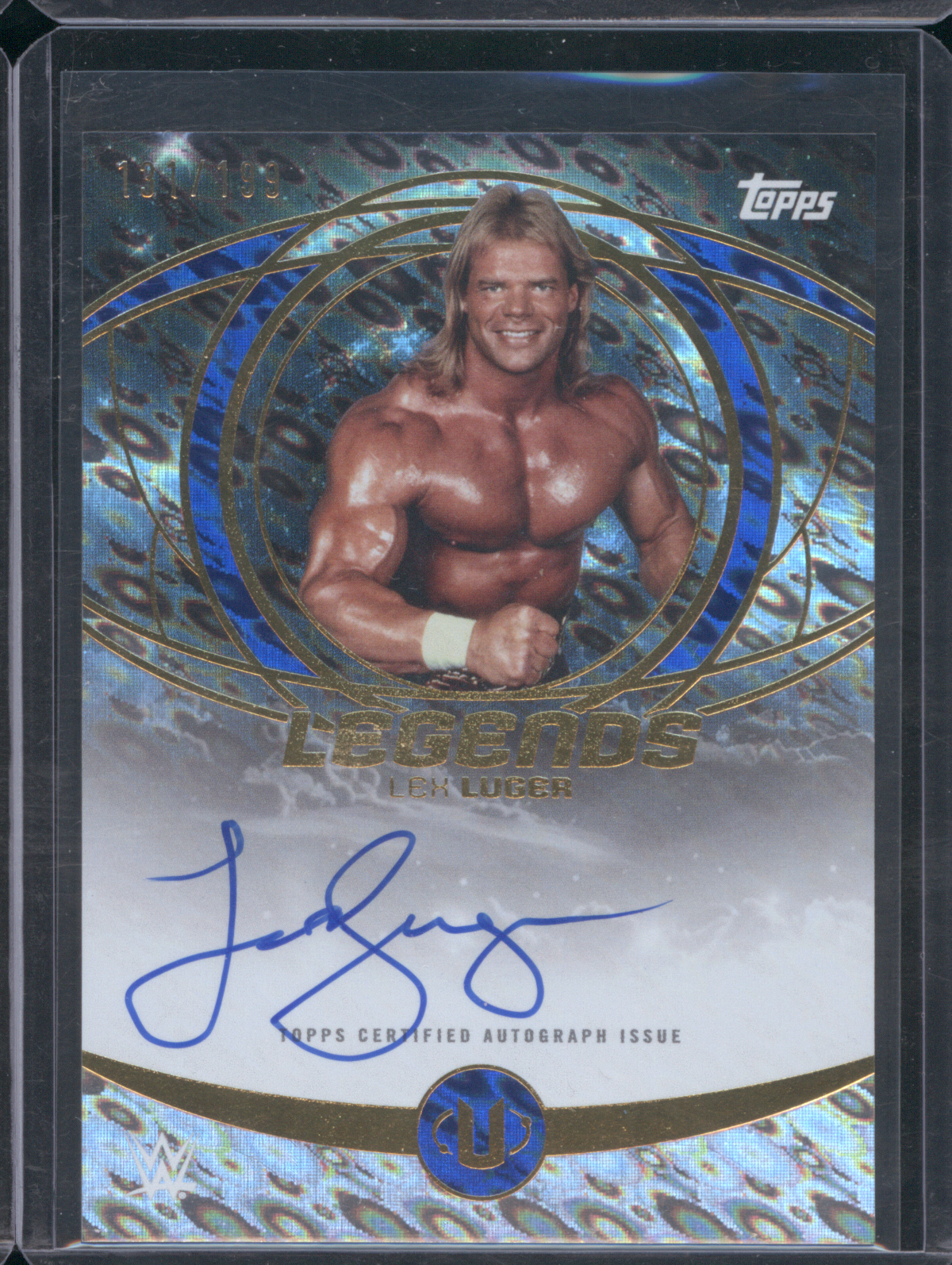 2025 Topps Universe WWE #LGA-LLU Lex Luger Legends Autographs Blue Pulse /199 — front