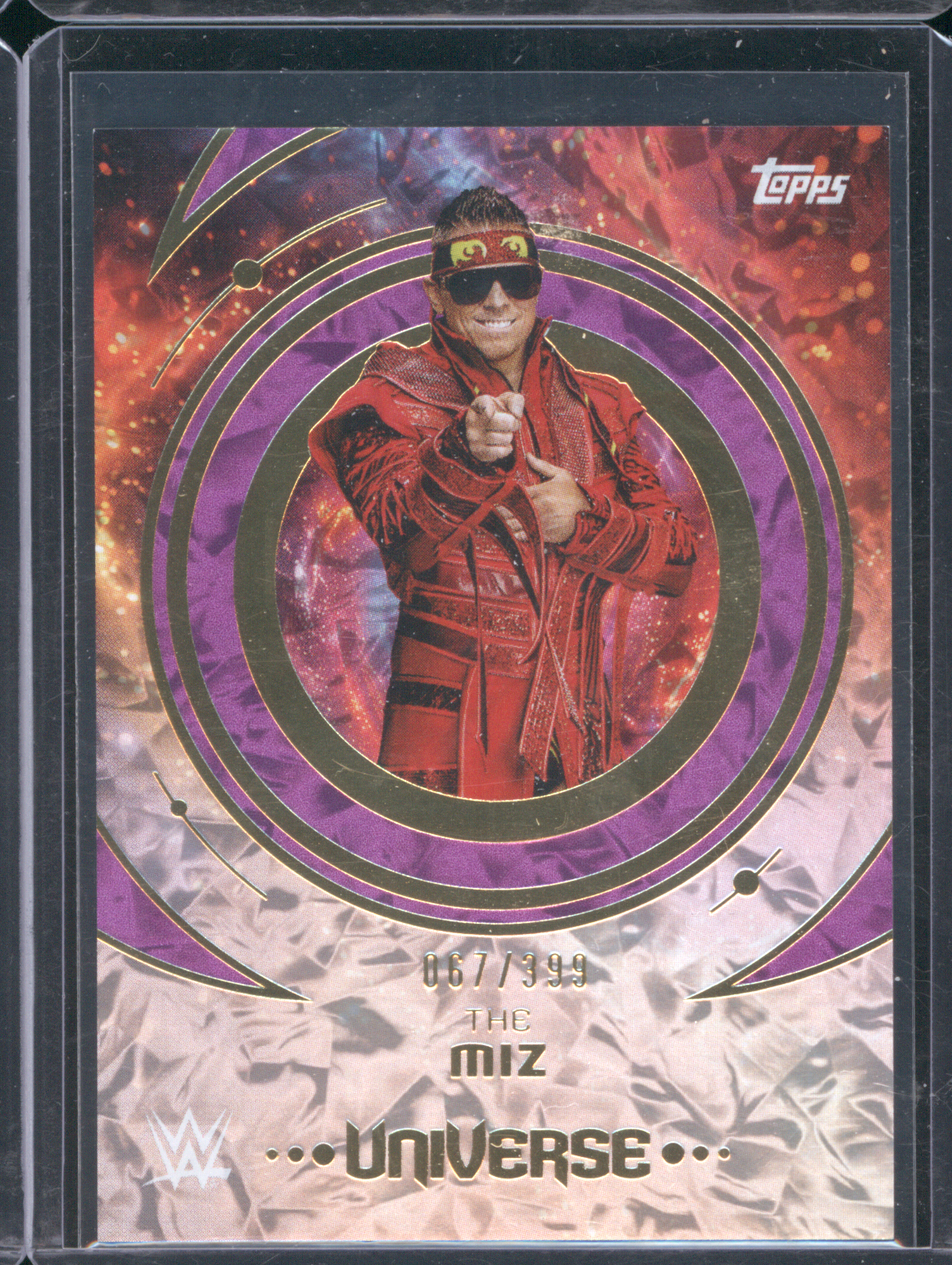 2025 Topps WWE Universe #2 The Miz Purple Glass Parallel /399 — front
