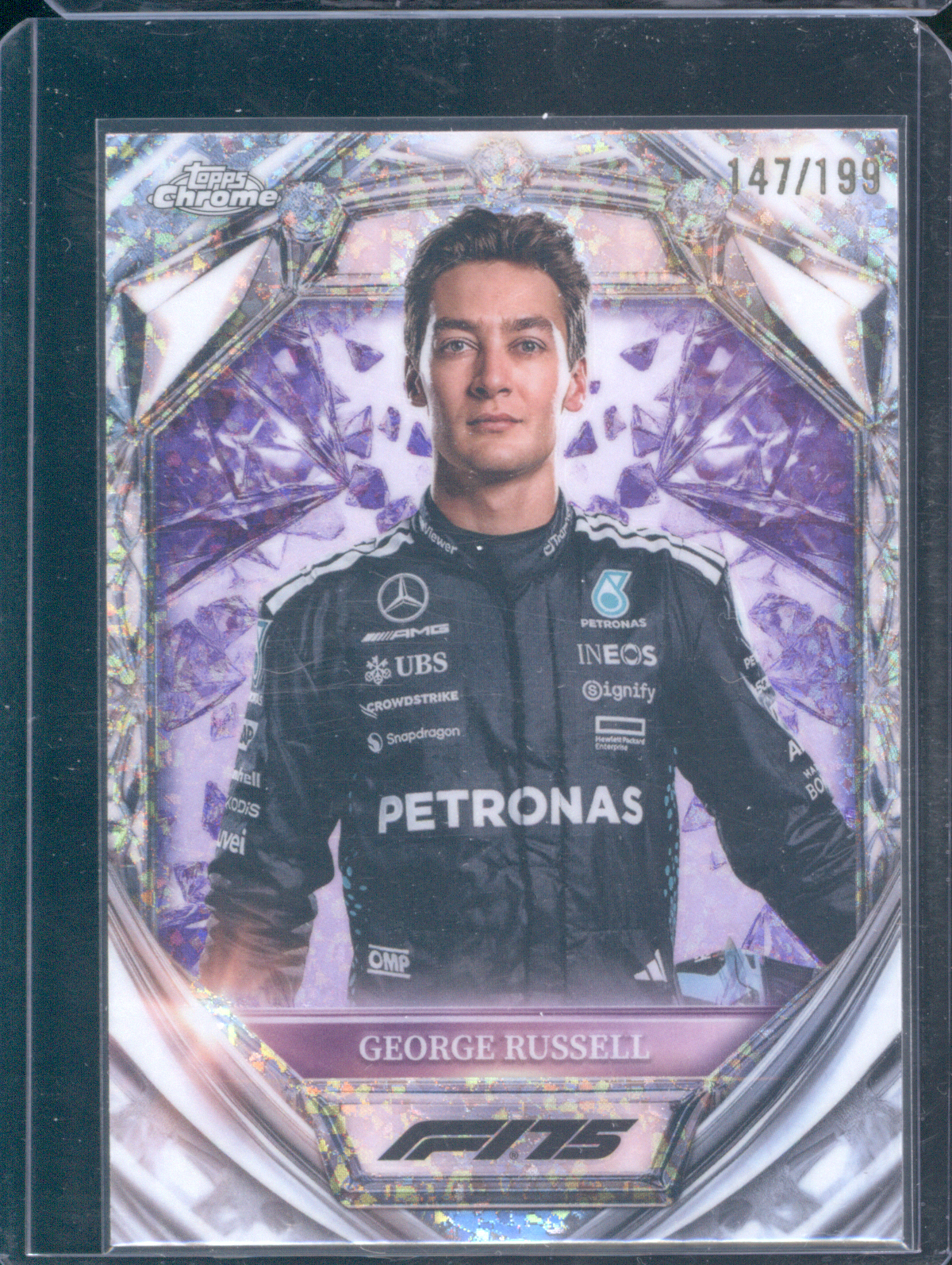 2025 Topps Chrome Formula 1 #D75-7 George Russell Diamond 75th Anniversary — front